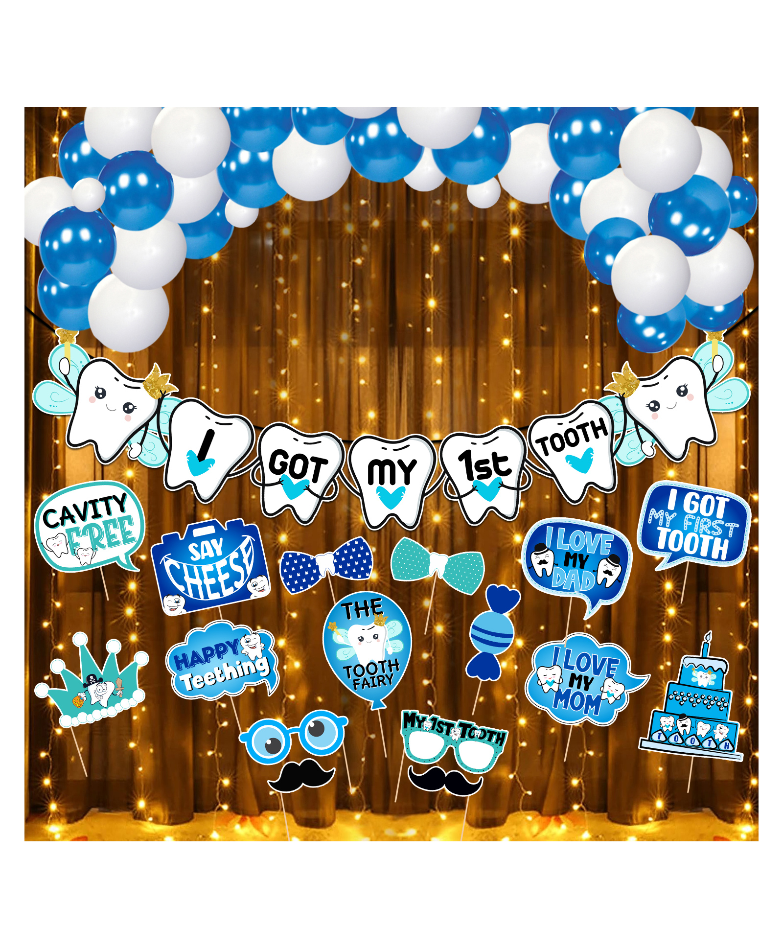 Zyozi First Tooth Decoration Items,  Blue And White - Pack Of 43-picture-29