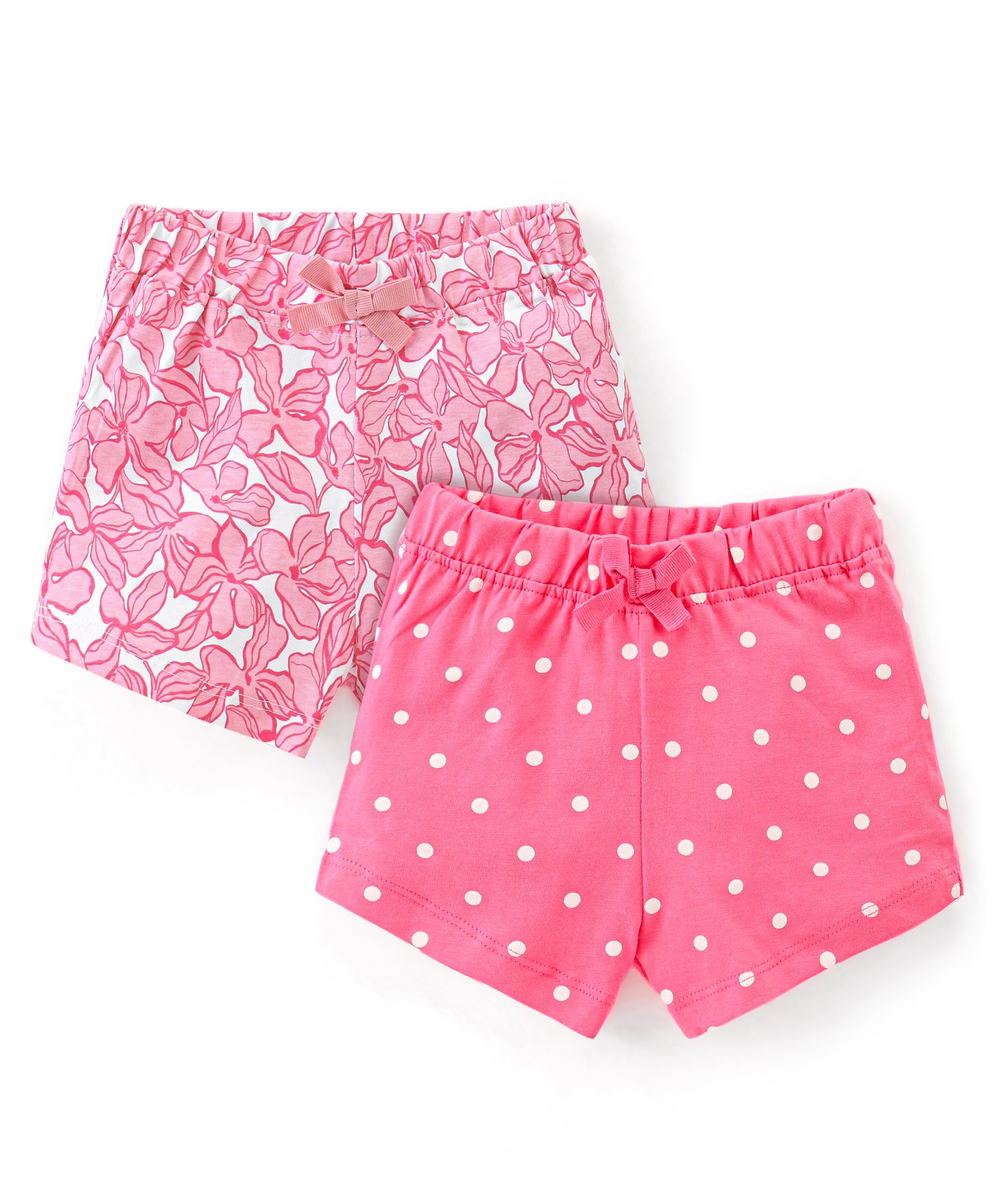 Babyhug Single Jersey Mid Thigh Shorts with Floral and Polka Dots Print Pack of 2 - Pink-picture-14