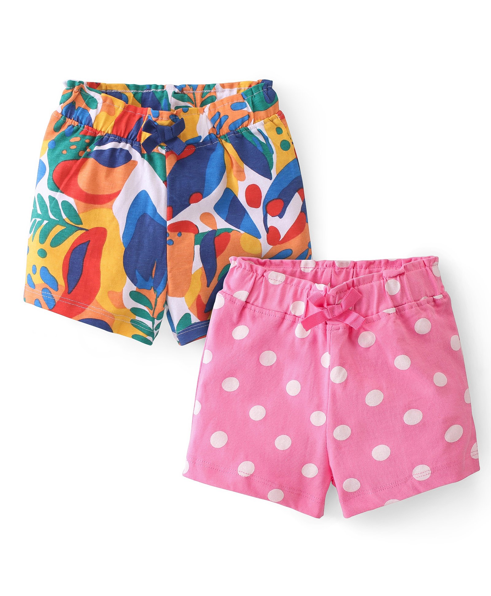 Babyhug Single Jersey Mid Thigh Shorts with Polka Dots and Abstract Print Pack of 2 - Multicolour-picture-23