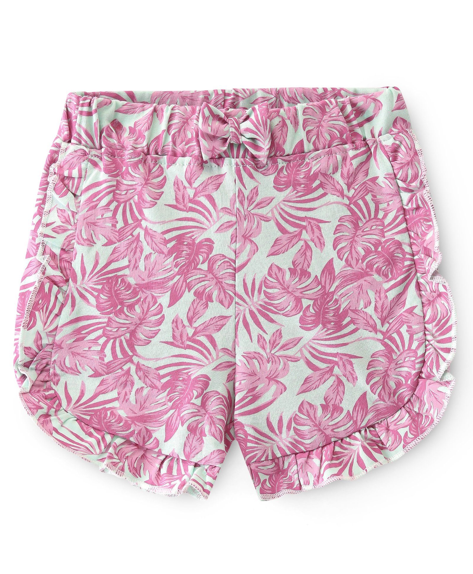 Babyhug Cotton Knit Single Jersey Mid Thigh Shorts With Tropical Print - Pink-picture-21