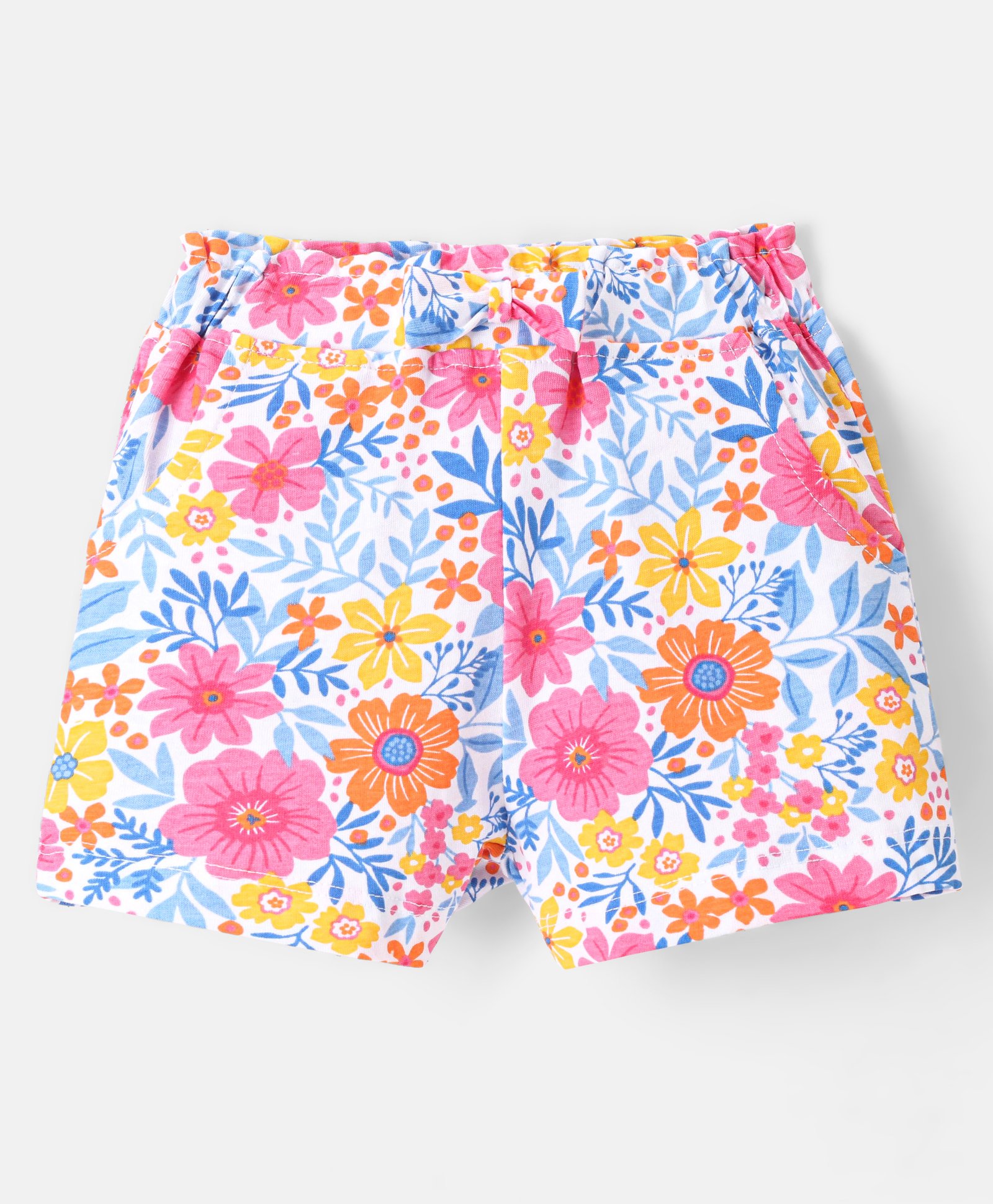 Babyhug Cotton Single Jersey Knit Mid Thigh Length Shorts Floral Print - Blue-picture-15