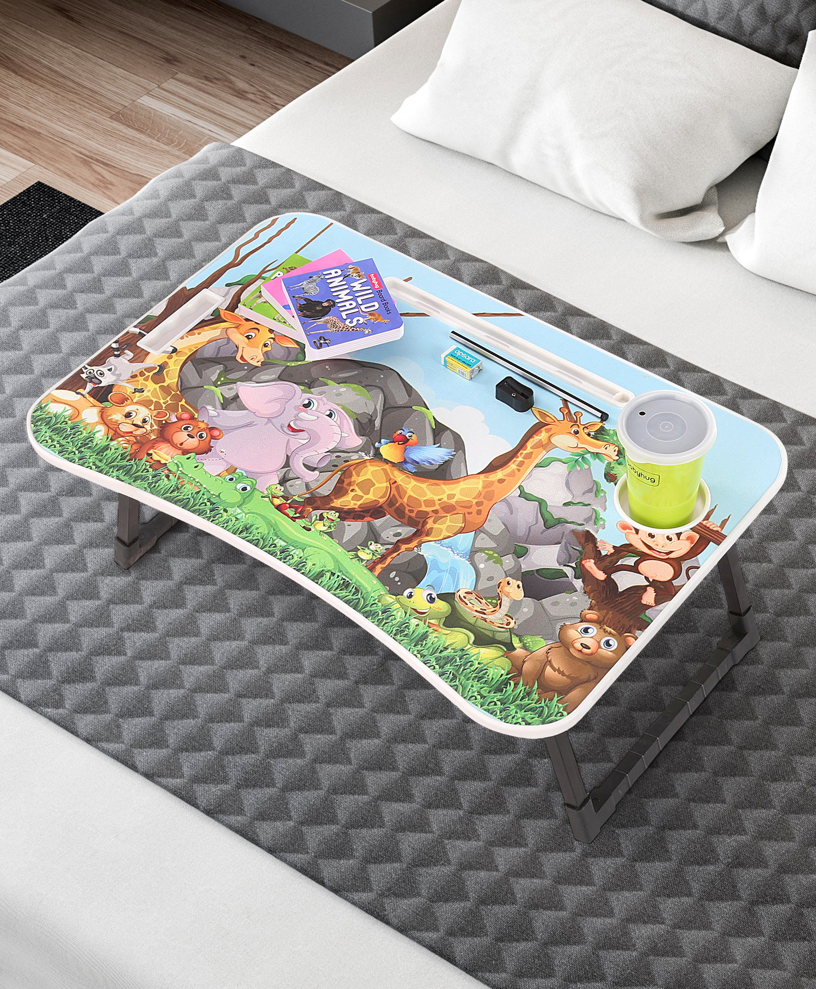 fab n funky Jungle Theme Multipurpose Foldable Study Table - Multicolour-picture-36