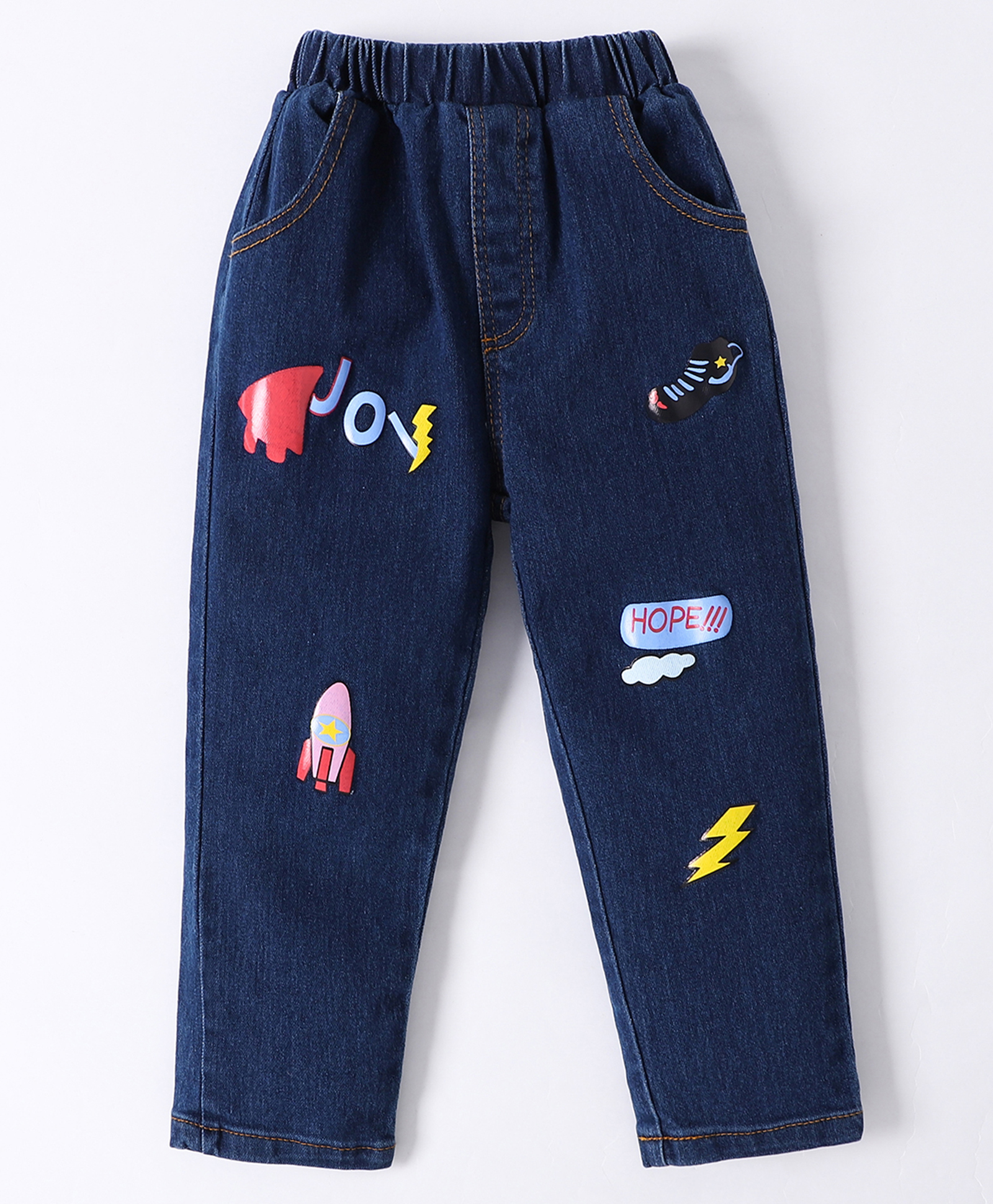 Kookie Kids Full Length Jeans Rocket Print - Blue-picture-14