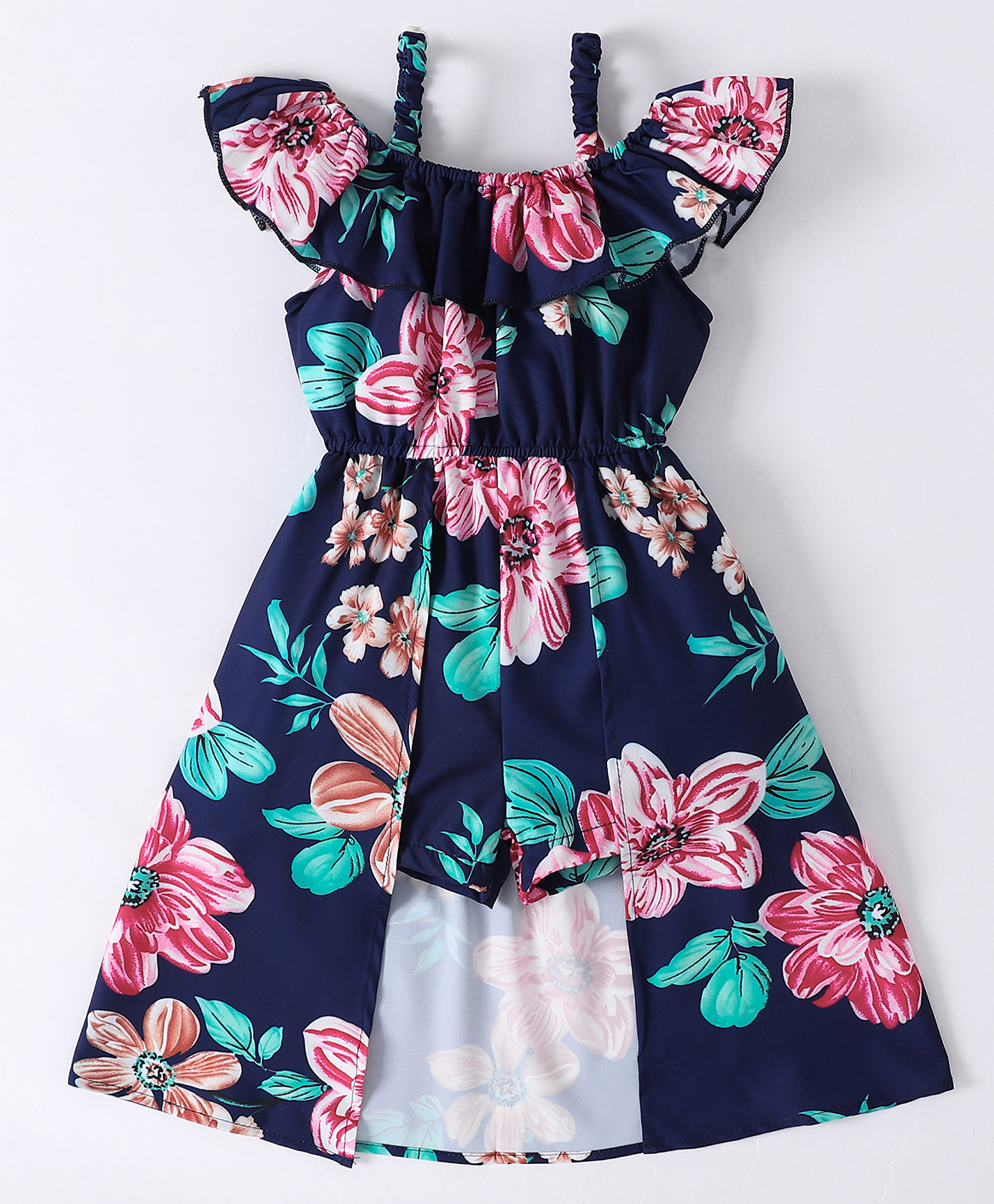 Kookie Kids Singlet Sleeves Jumpsuit With Floral Print - Navy Blue-picture-14