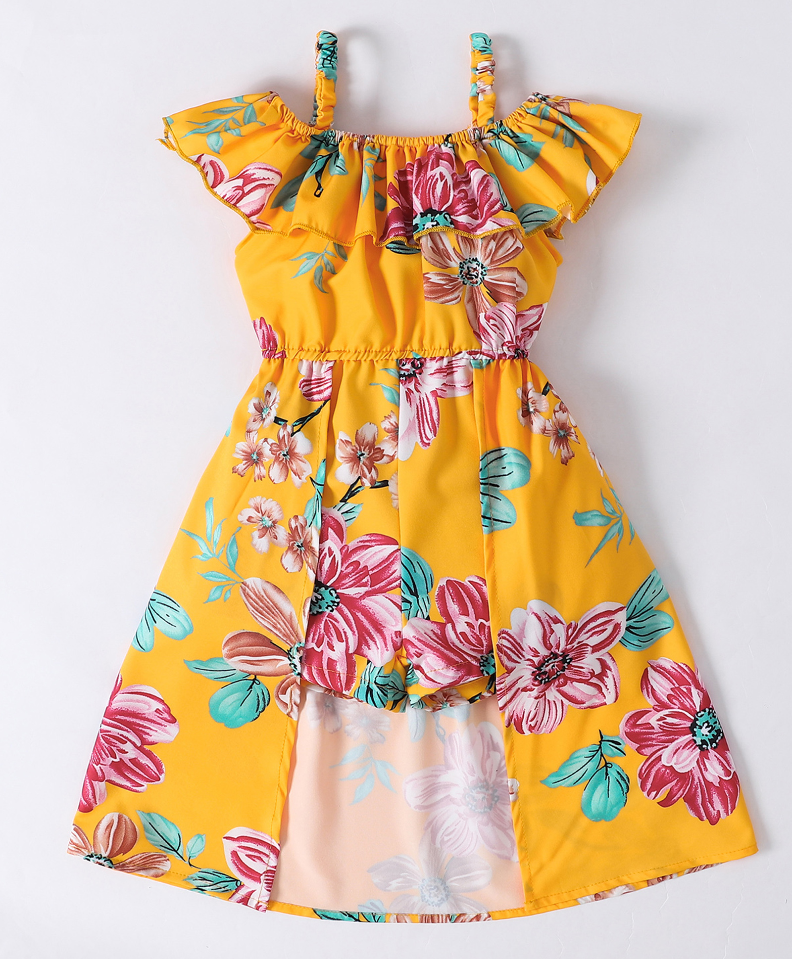 Kookie Kids Singlet Sleeves Jumpsuit With Floral Print - Yellow-picture-16