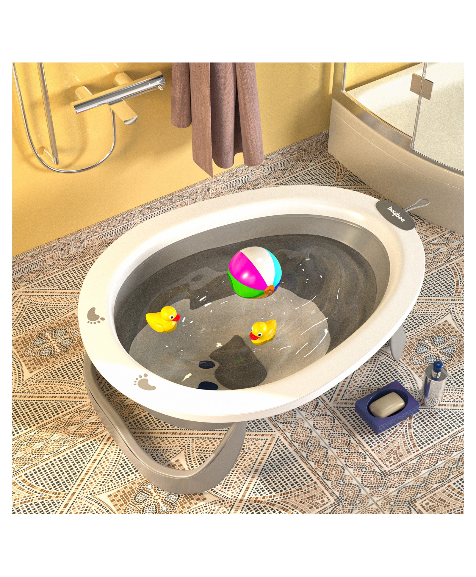Baybee Ivola Foldable Baby Bath Tub for Kids, Mini Swimming Pool for Kids Bathtub for Baby with Anti Skid Base, Temperature Sensing Plug & Wall Mount (Grey)-picture-19