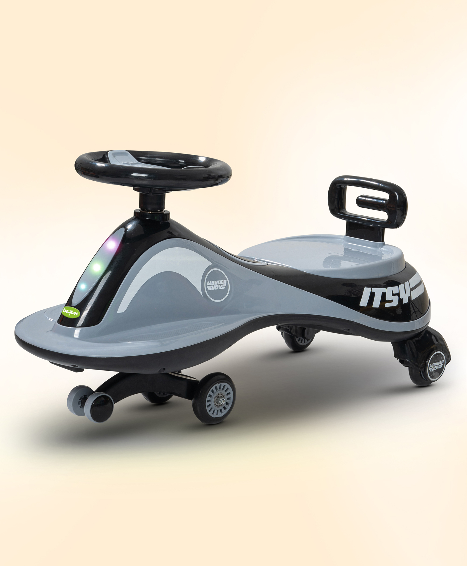 Baybee Pulto Kids Magic Swing Cars for Kids, Twister Ride on Toy Kids Car with LED Lights, PP Wheels & Music (Black)