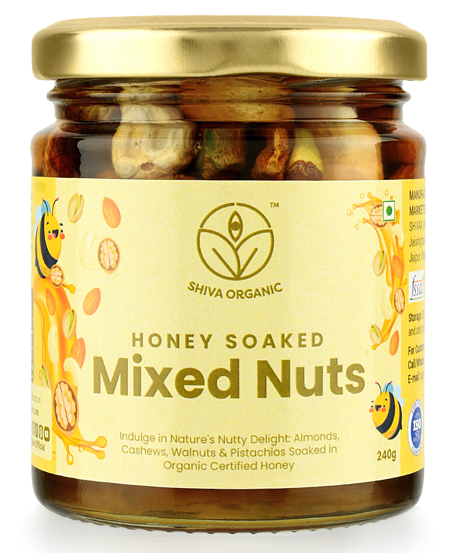 Shiva Organic Mixed Nuts in Honey (Almonds, Walnuts, Cashew, Pista) - Crunchy, Rich in Protein, Magnesium, Phosphorus, and Dietary Fibre | Energy Booster - 240 g-image-28