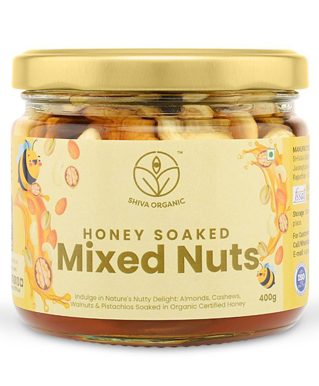 Shiva Organic Mixed Nuts in Honey (Almonds, Walnuts, Cashew, Pista) - Crunchy, Rich in Protein, Magnesium, Phosphorus, and Dietary Fibre | Energy Booster - 400 g-image-27