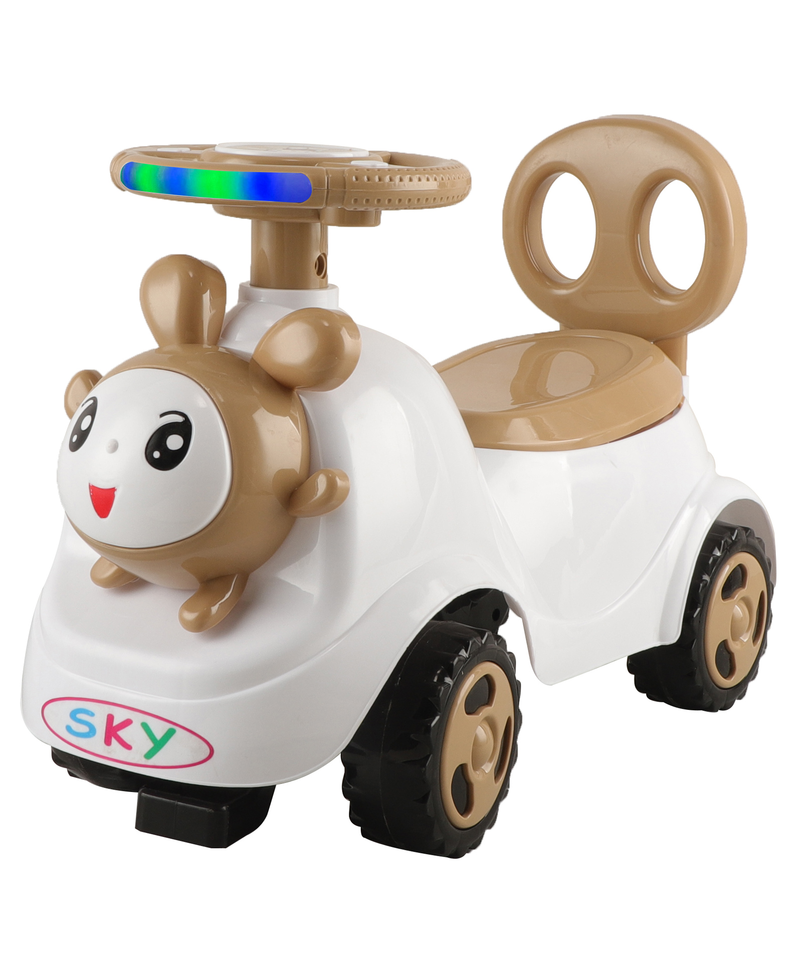 JoyRide Baby Bunny Delux Ride On Panda with LED Lights & Music - Big Backrest - Under Seat Storage Utility Box - Rider for Kids - Boys - Girls - Age Group 1 to 3 Years Ride on-Brown-image-24