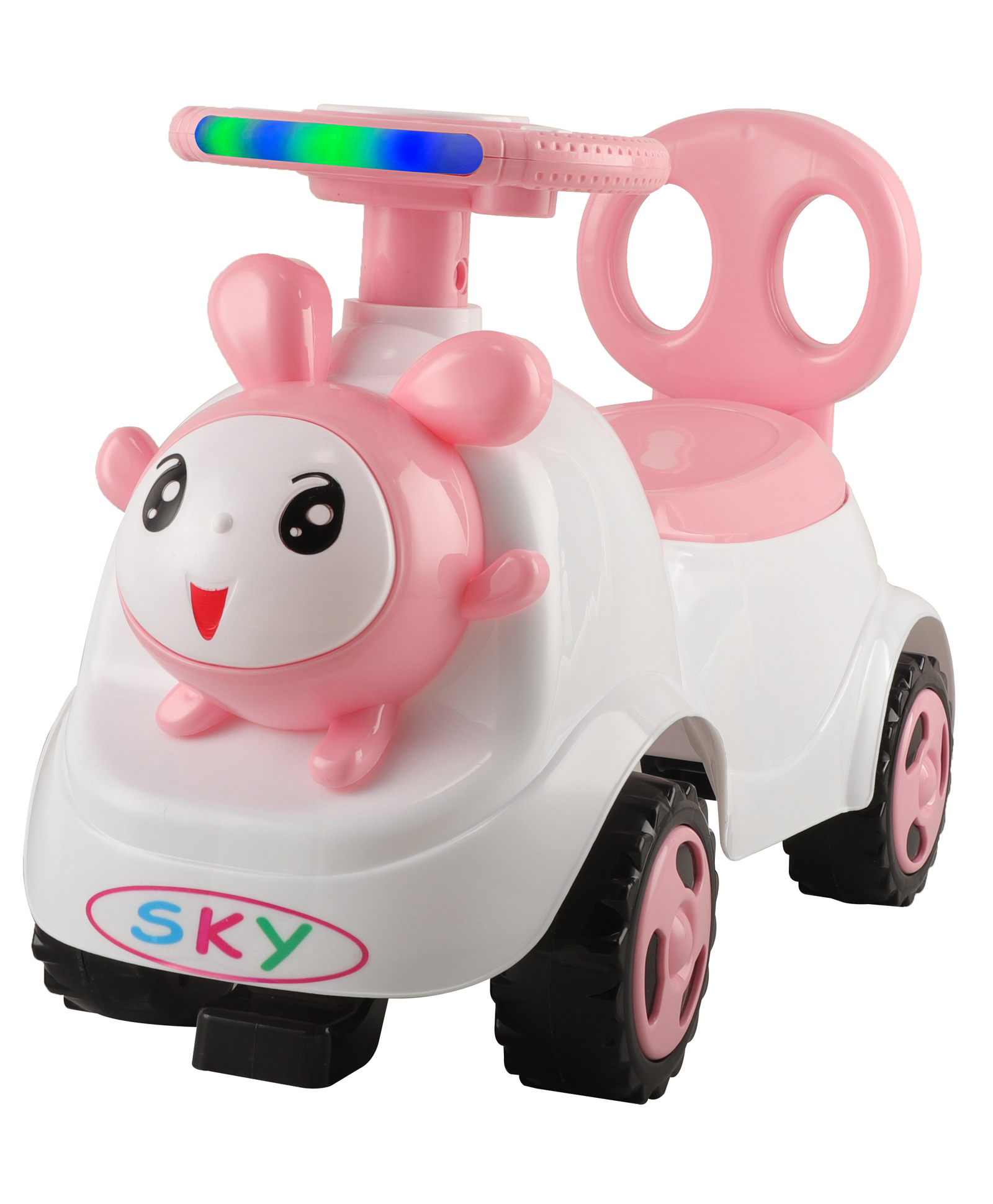 JoyRide Baby Bunny Delux Ride On Panda with LED Lights & Music - Big Backrest - Under Seat Storage Utility Box - Rider for Kids - Boys - Girls - Age Group 1 to 3 Years Ride on-Pink-picture-24