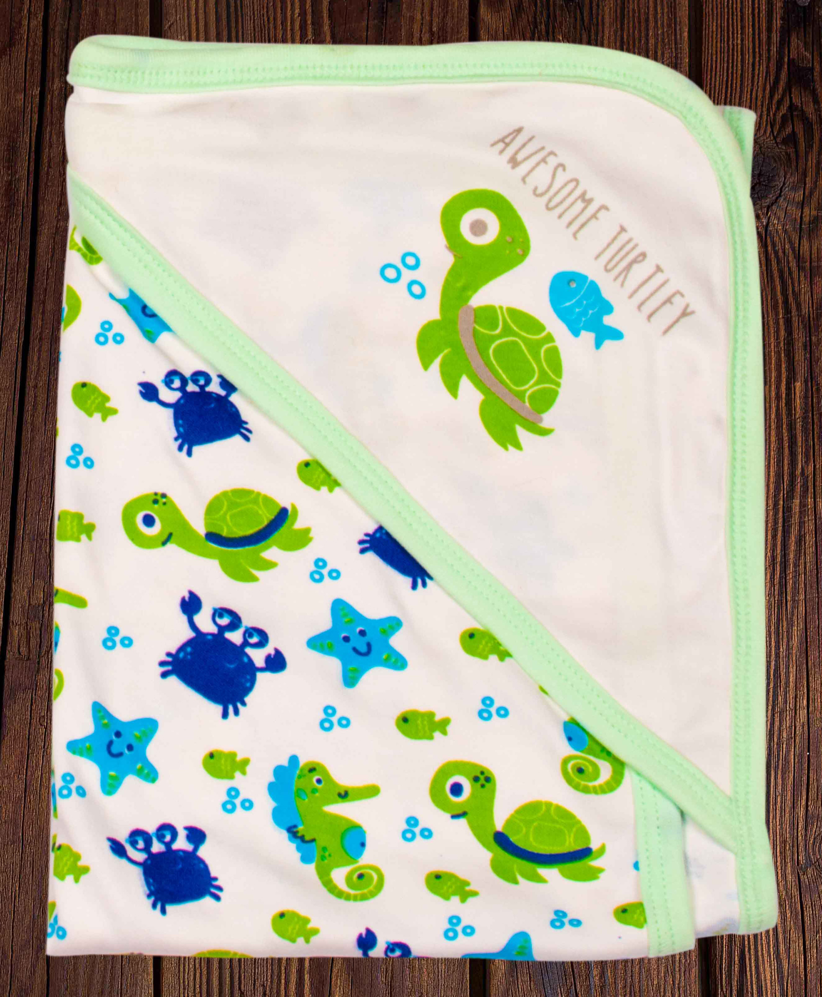 Mittenbooty Baby Hooded Wrap single Ply -Tortoise Print-Green-picture-18