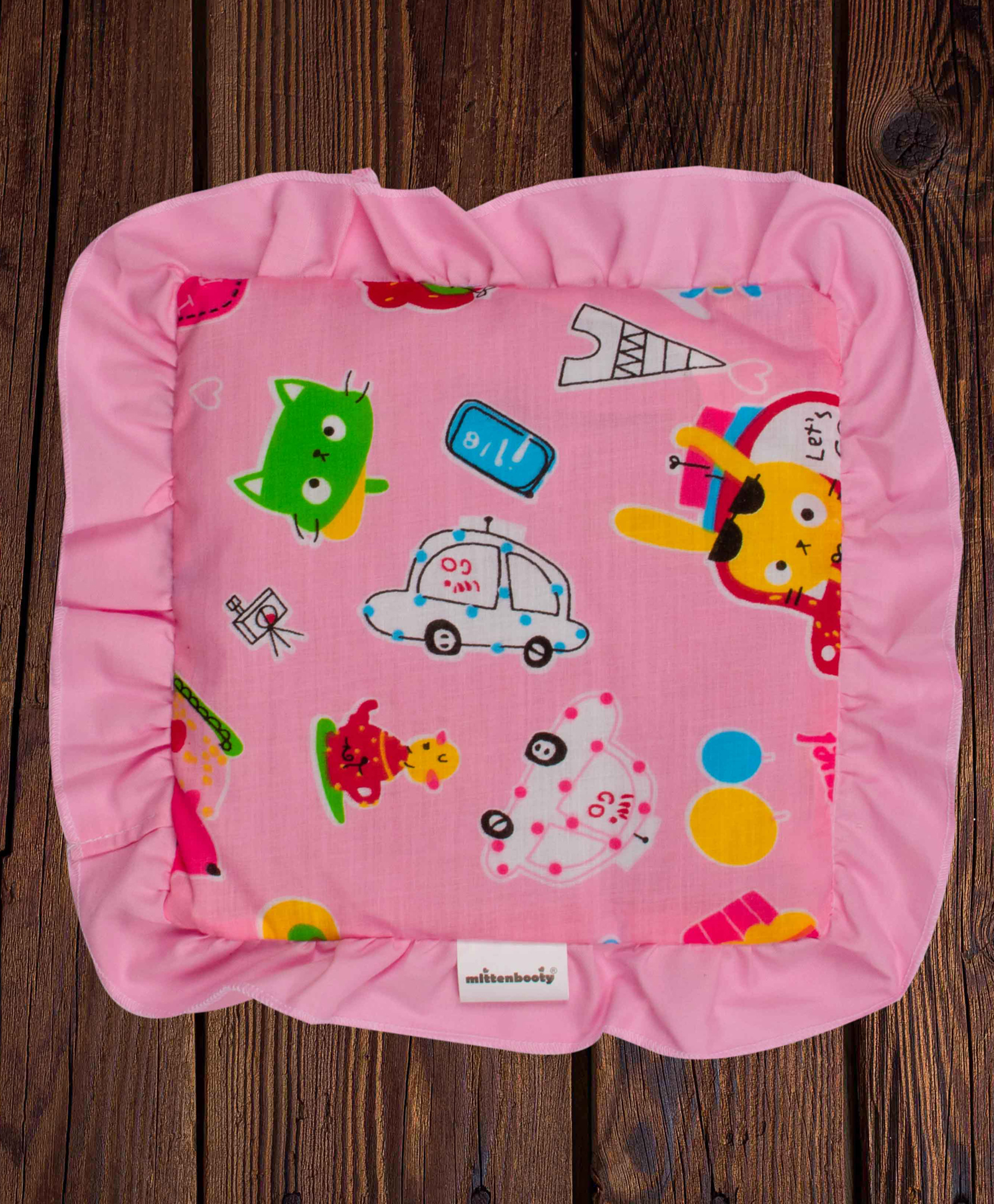 Mittenbooty baby mustard seed or Rai Pillow Square -Car print Pink-picture-26
