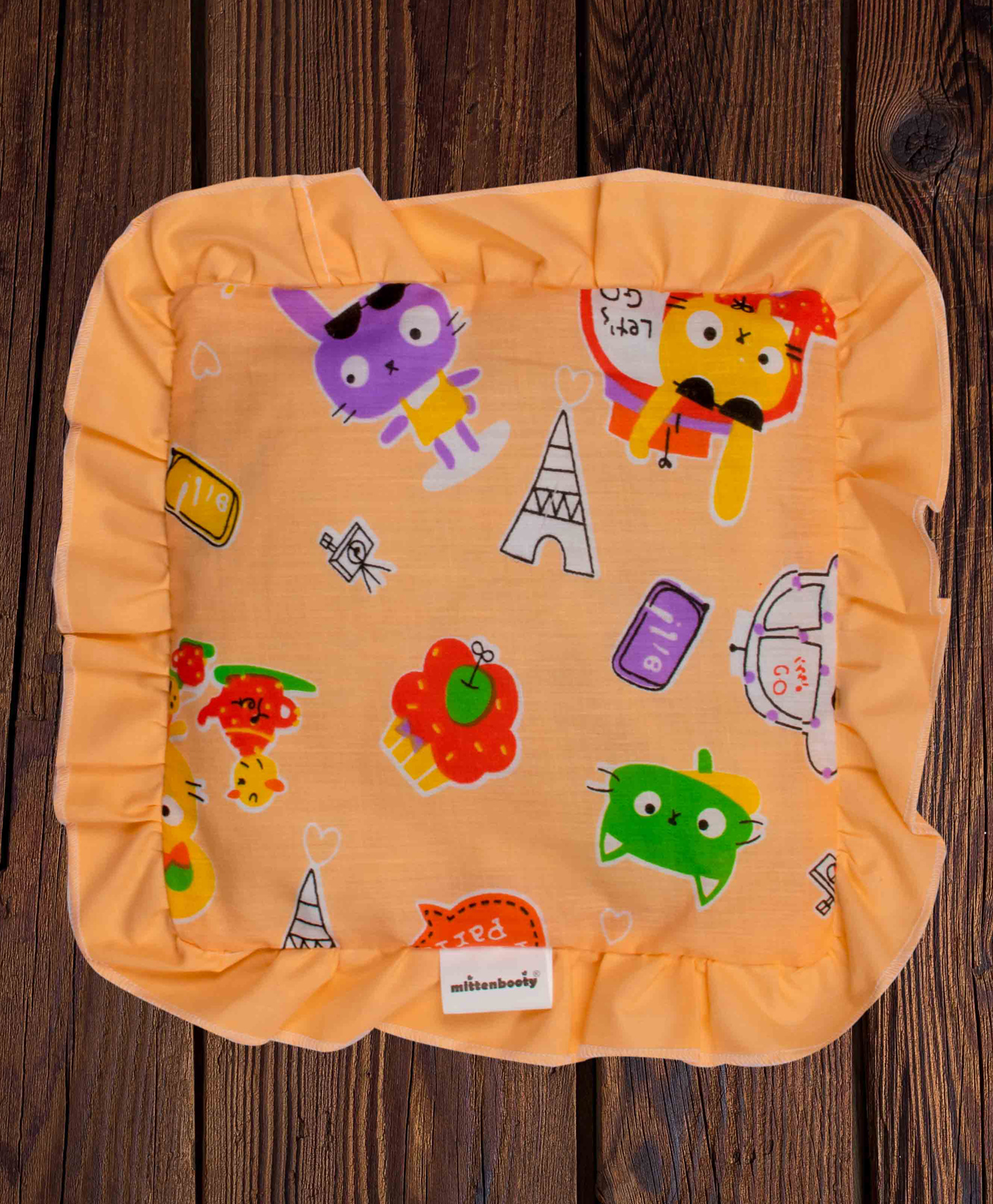 Mittenbooty baby mustard seed or Rai Pillow Square -Car print Peach-picture-24