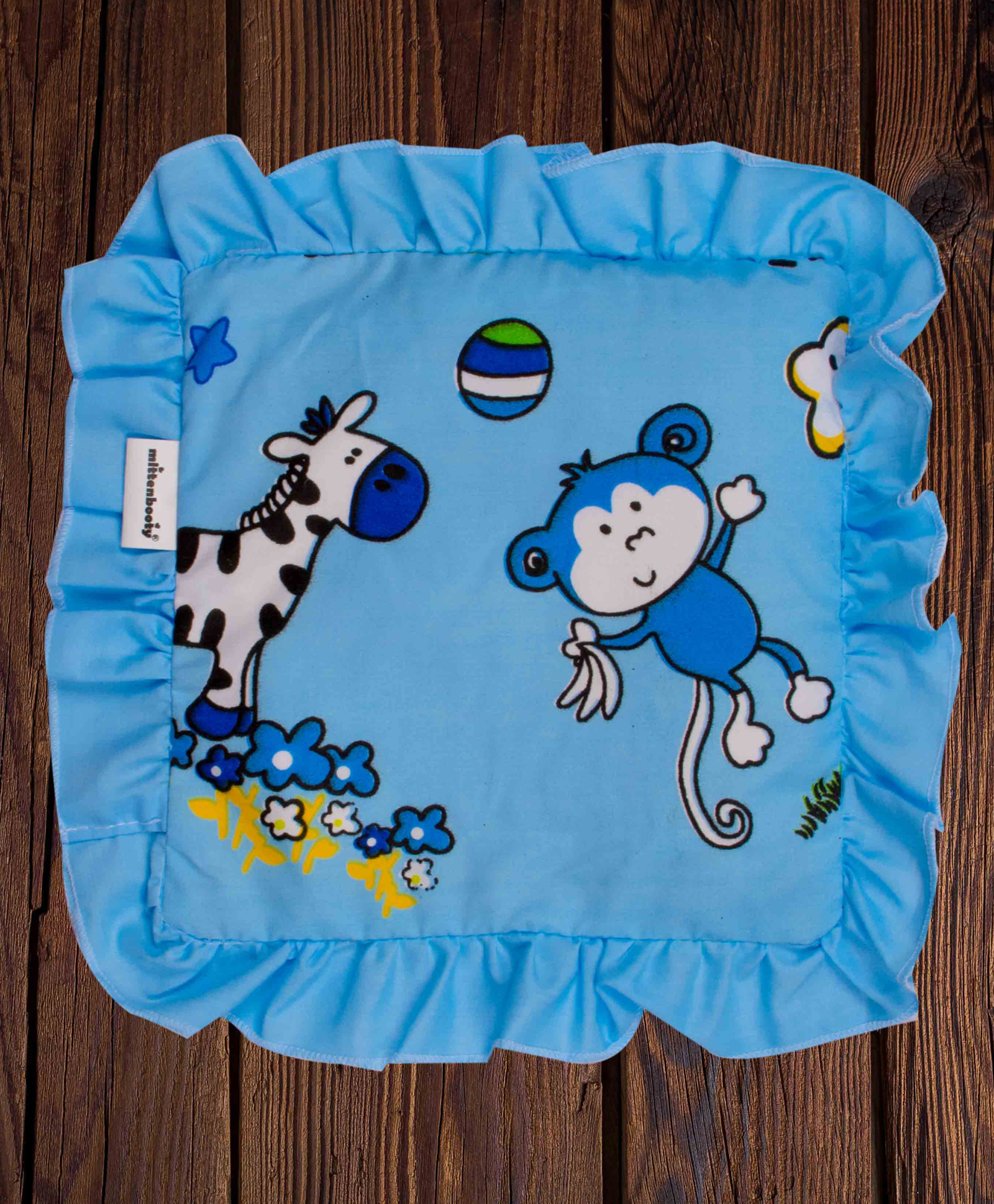 Mittenbooty baby mustard seed or Rai Pillow Square -monkey print Blue-image-27