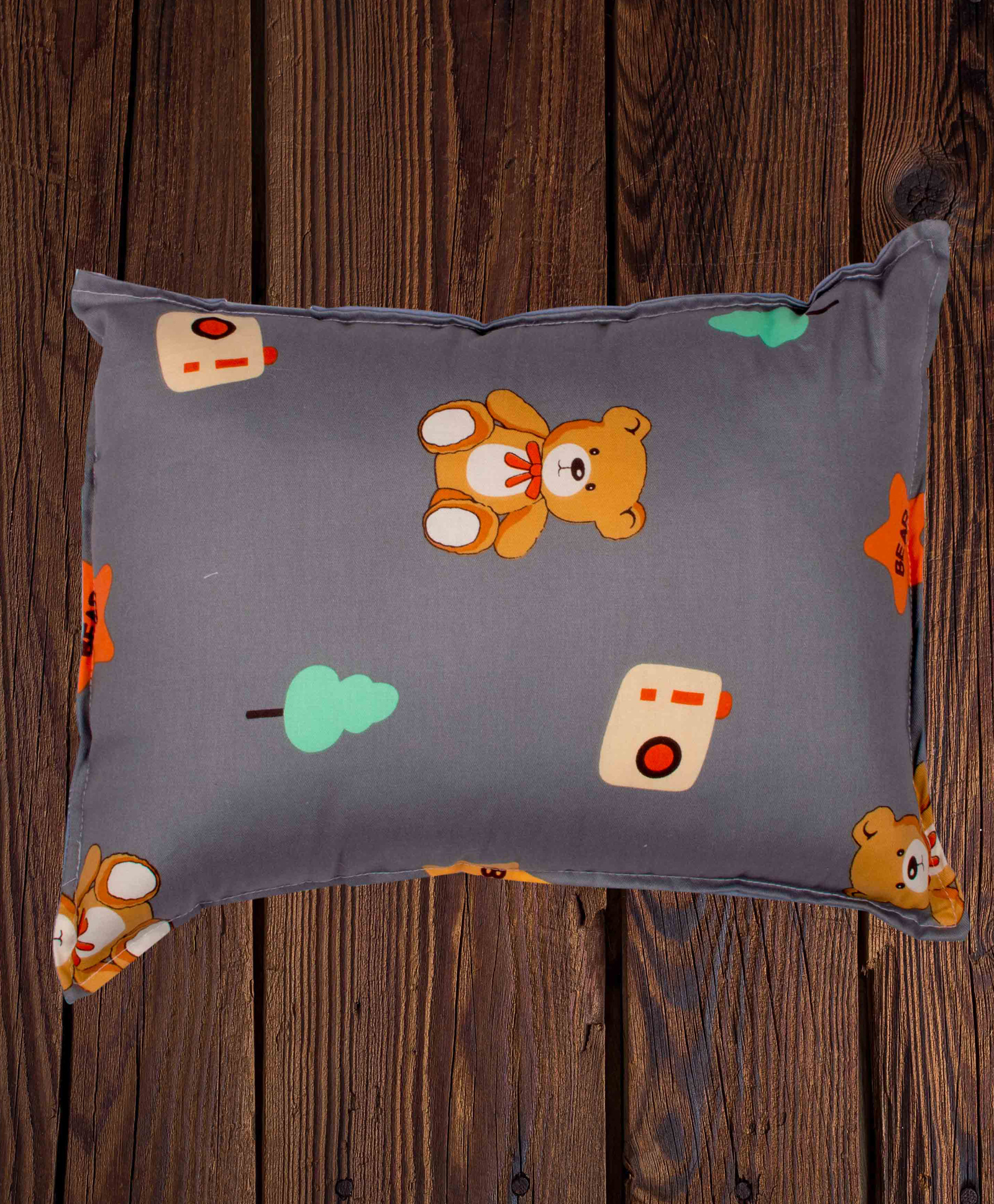 Mittenbooty baby soft Pillow with pollyfill filling -Teddy print Grey-image-45