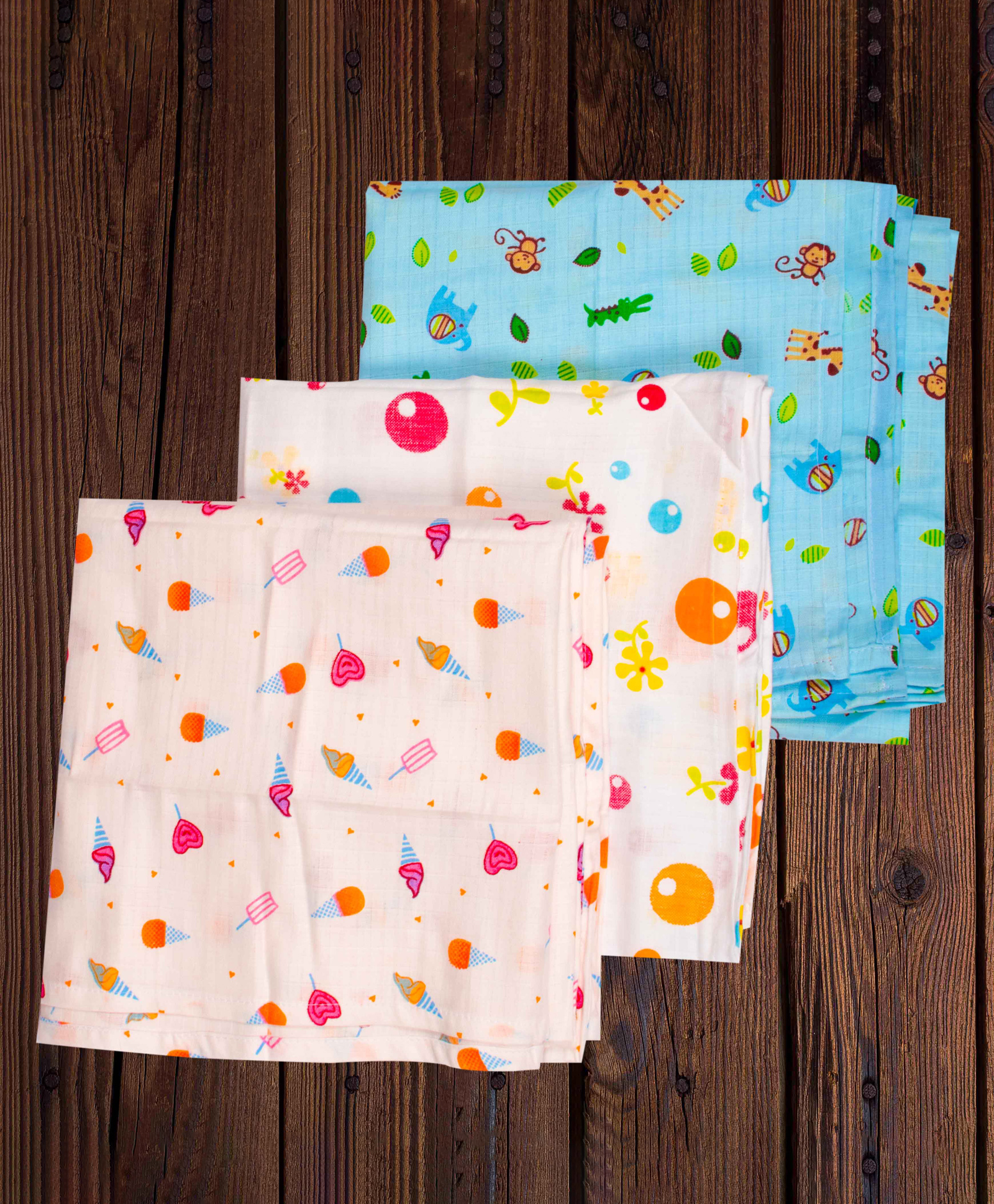 Mittenbooty 100 % cotton Muslin Baby Swaddle wraps Pack of 3-Monkey Print-image-43