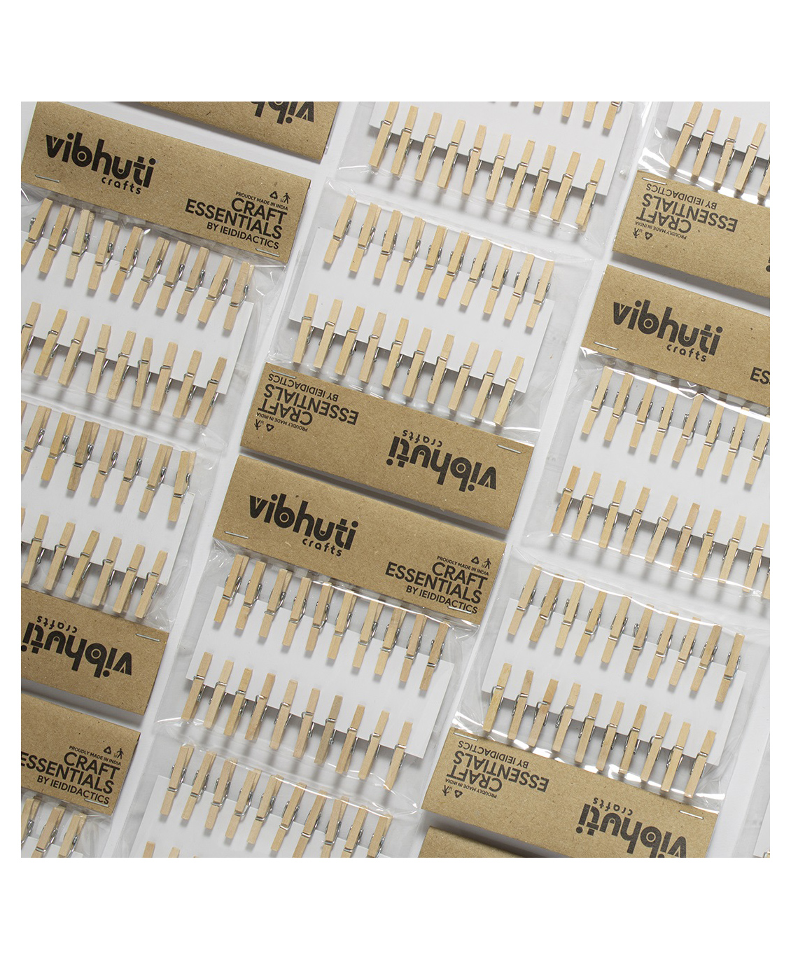 Vibhuti Crafts 1 Inch Natural Wooden Pegs, Clips - Pack of 40 Mini | Ideal for DIY Activities-image-4