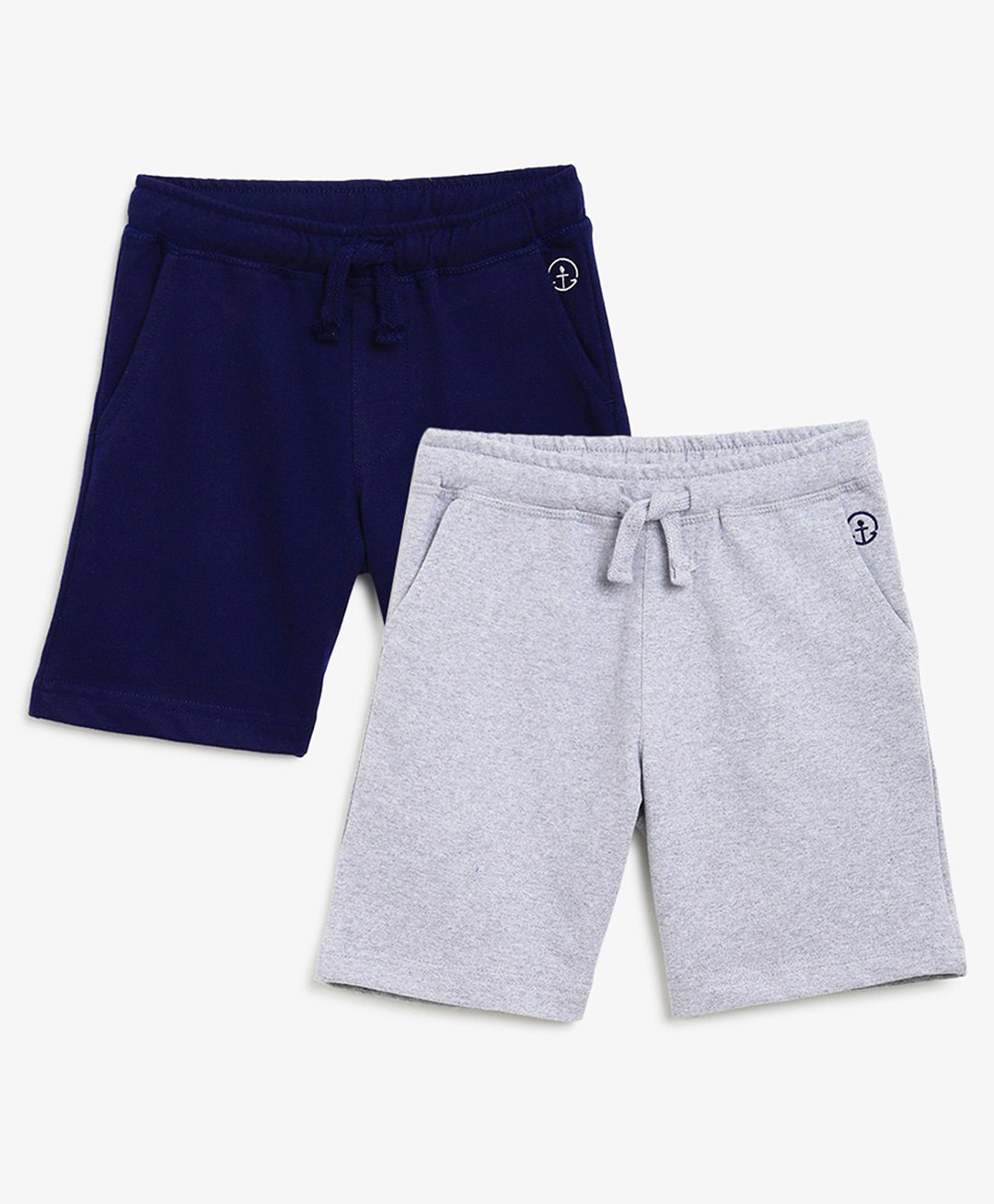 Campana  100% Cotton Terry Pack Of 2 Solid Shorts - Navy Blue & Grey-picture-27