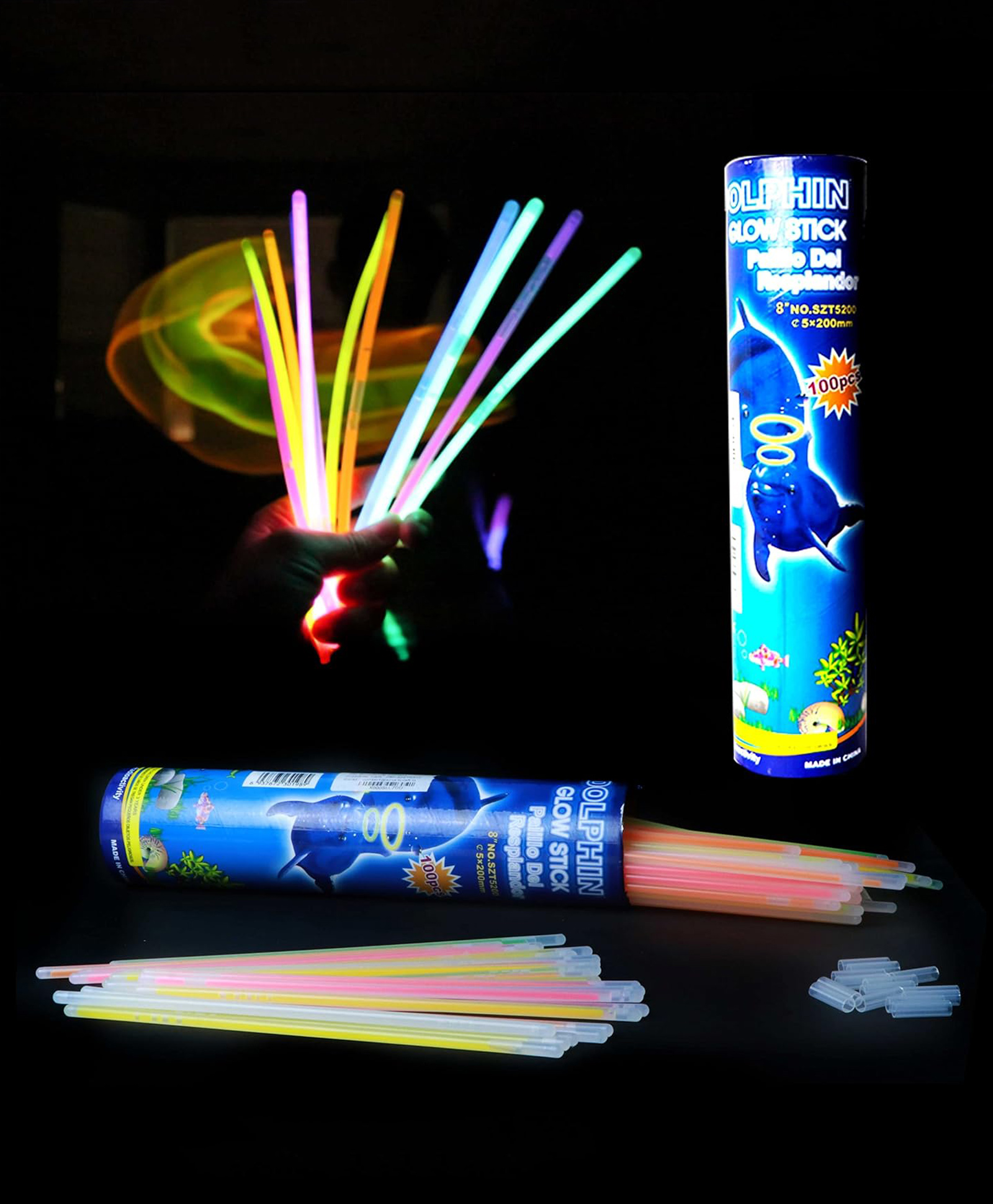 Smartcraft Glow Stick Light Up Toys Glow Stick Bracelets Mixed Colors Party Favors Supplies Tube Plastic Multicolor Pack of 100 (Diwali Glow Sticks)-image-19