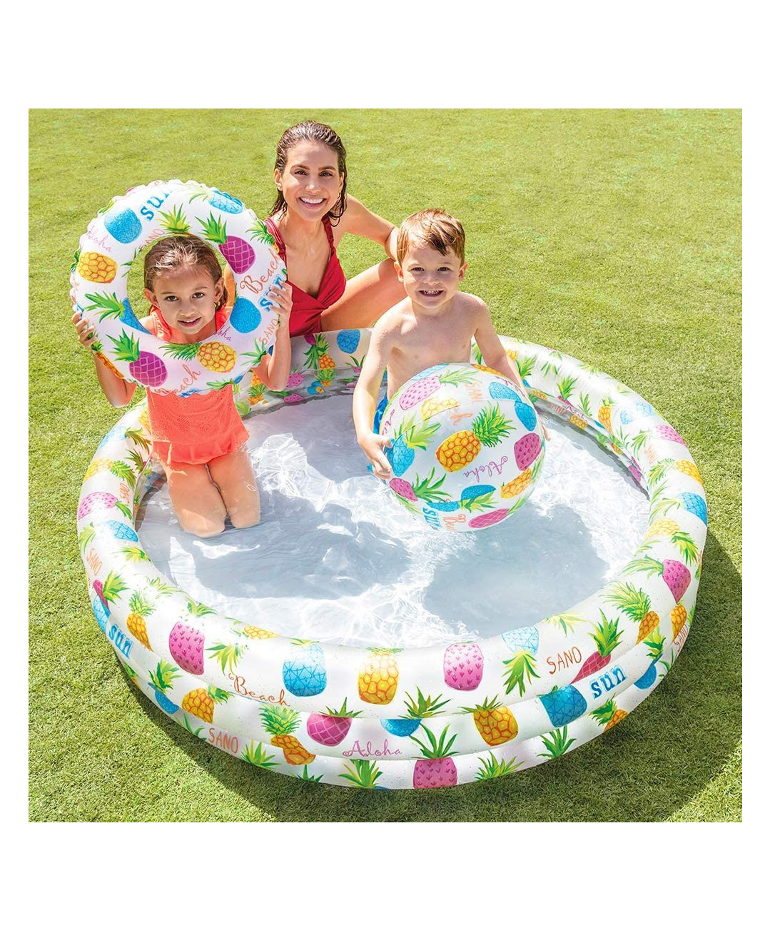 Intex Inflatable Swimming Baby Fishbowl And Pineapple Pool Set Includes Ring And Beach Ball Intex Pool For Kids  Design And Color May Vary-image-41