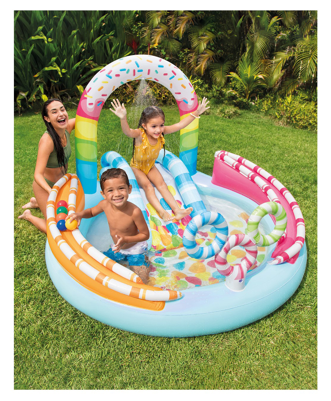 Intex Candy Fun Inflatable Play Center Slide With Water Spray Intex Pool Candy Zone Playground - Multicolor-picture-26