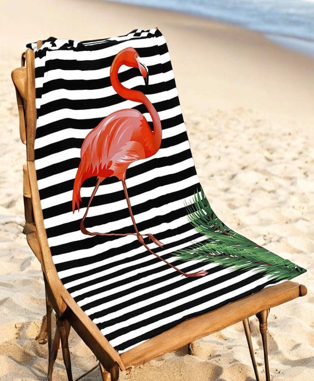 Yellow Bee Flamigo Detailed Towel - Black White & Orange-image-21