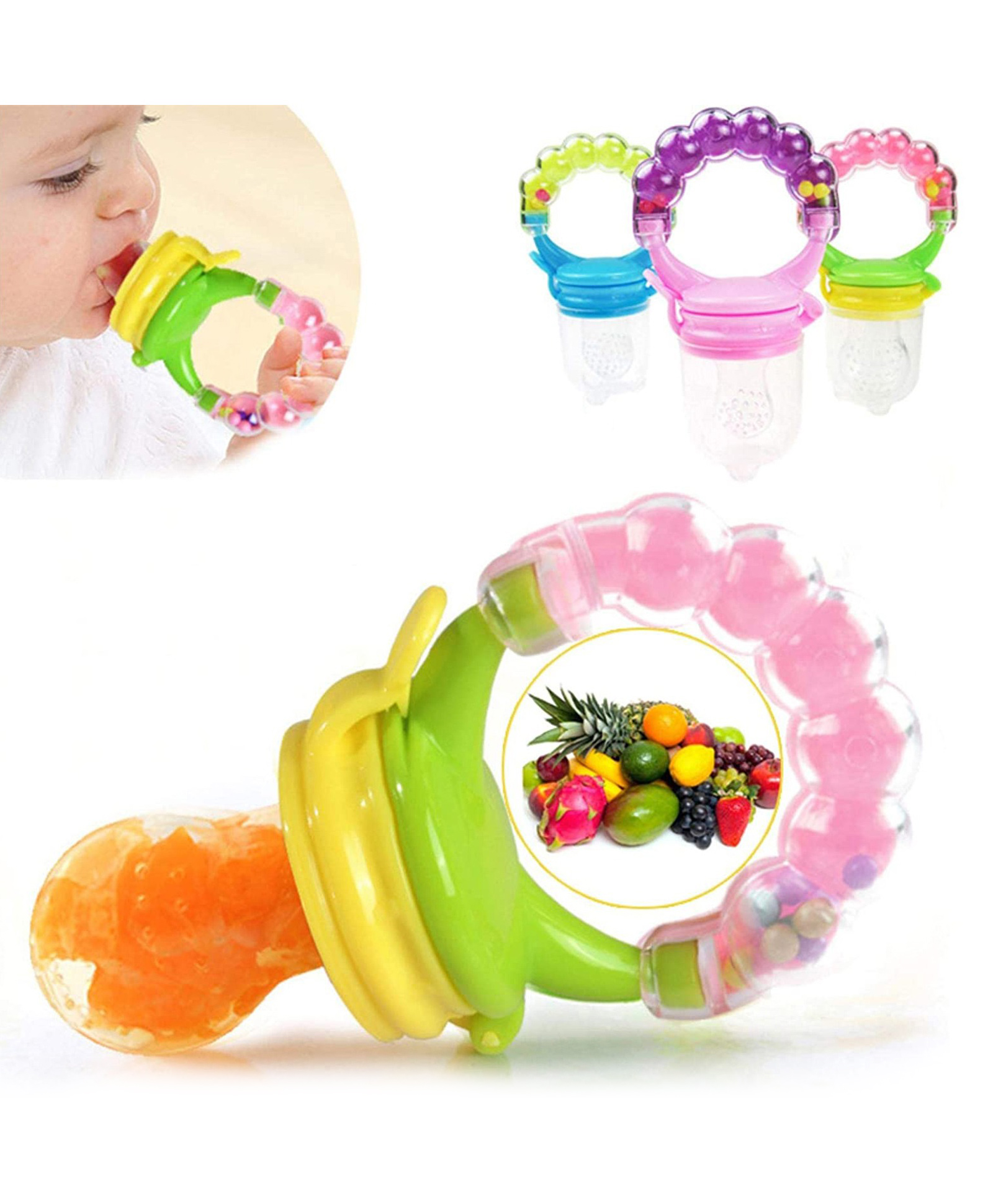 NeonateCare Baby Silicone Finger Toothbrush and Fruit Food Feeder Nibbler Pacifier (MultiColor)( Color and design may vary)-picture-32
