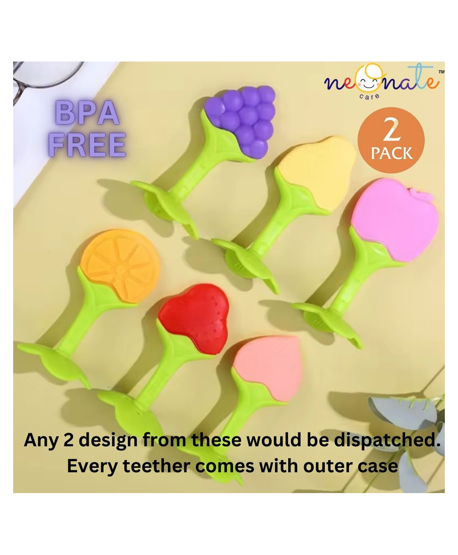 neonatecare Neonate Care Silicone Grapes & Strawberry Shape Teether Pack of 2 - Multicolour-picture-19