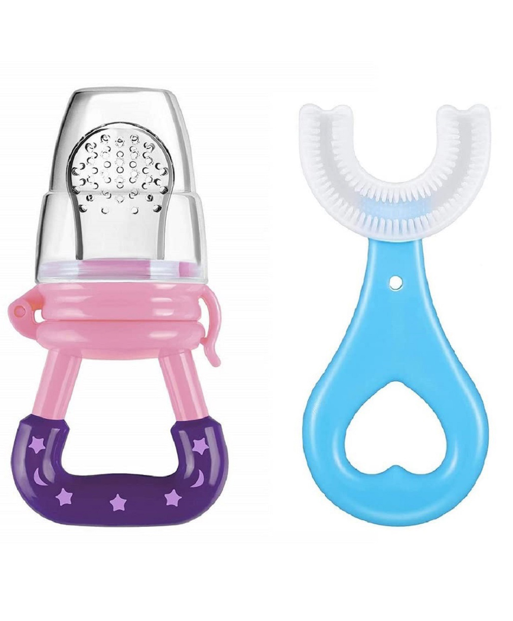 NeonateCare Fruit Nibbler & U-Shaped Toothbrush for Kids - Multicolour ( Color and design may vary)-picture-27