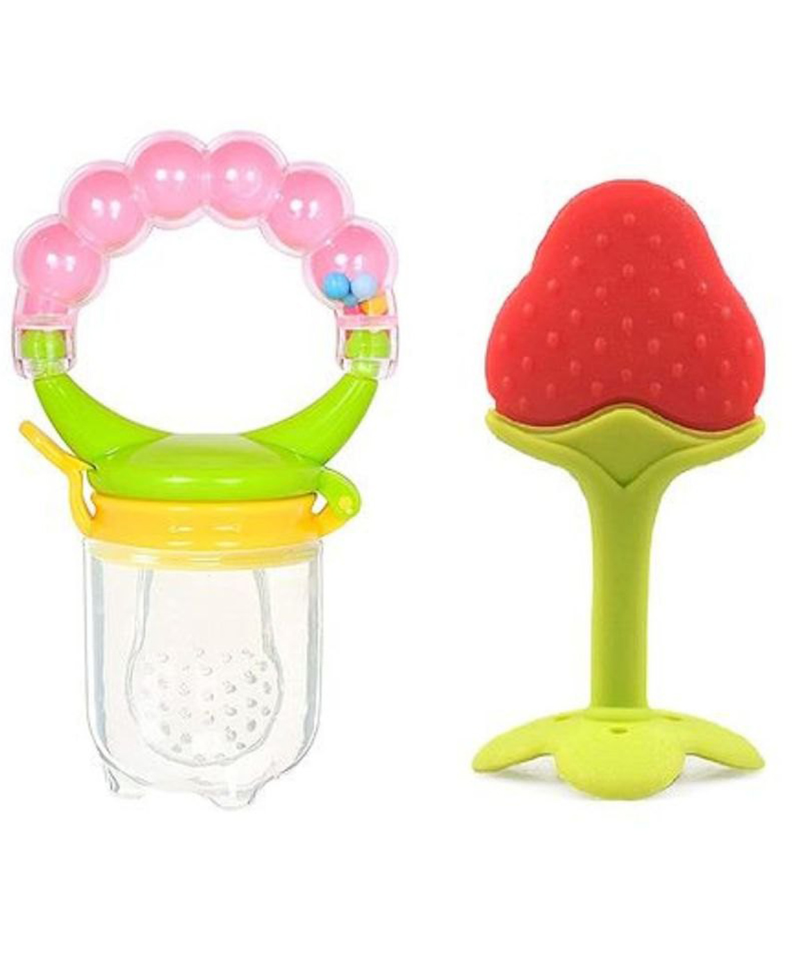 neonatecare Neonate Care Strawberry Fruit Shape Silicone Teether With Fruit Food Feeder Nibbler Pack Of 2 - Color May Vary-picture-26