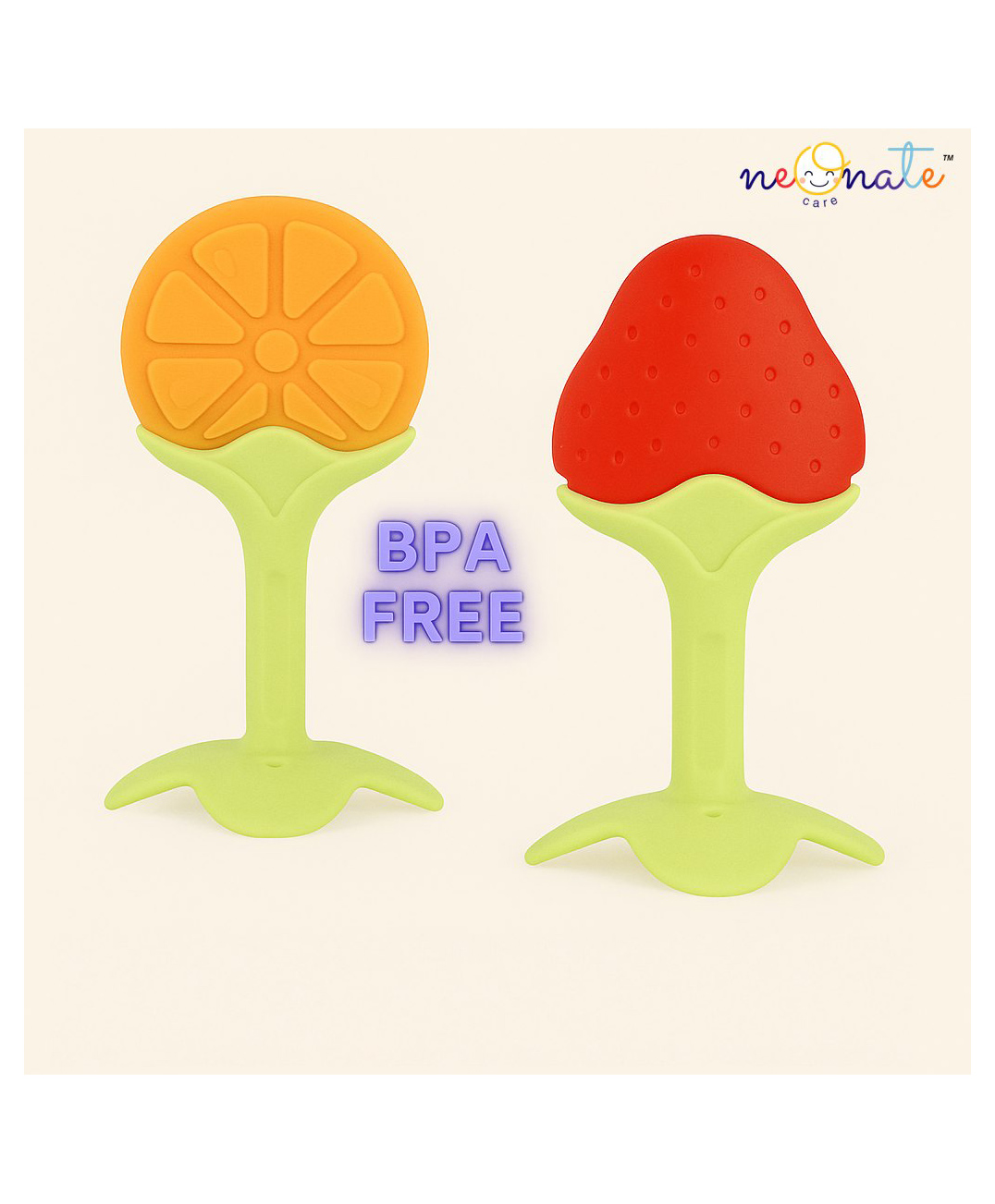 neonatecare Neonate Care Silicone Teether for Soothing Baby Teething Pack of 2 - Red Yellow Fruit teether (color and design may vary)-picture-18