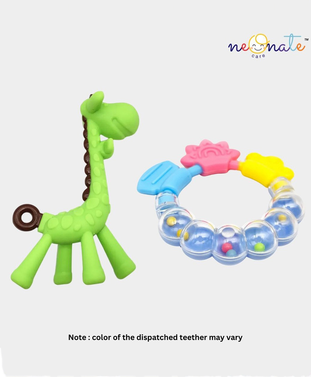 NeonateCare Giraffe Teether and Ring Teether Baby Teether Set of 2 Soft Silicone Teether (Giraffe Ring) - Multicolor ( color and design may vary)-image-49
