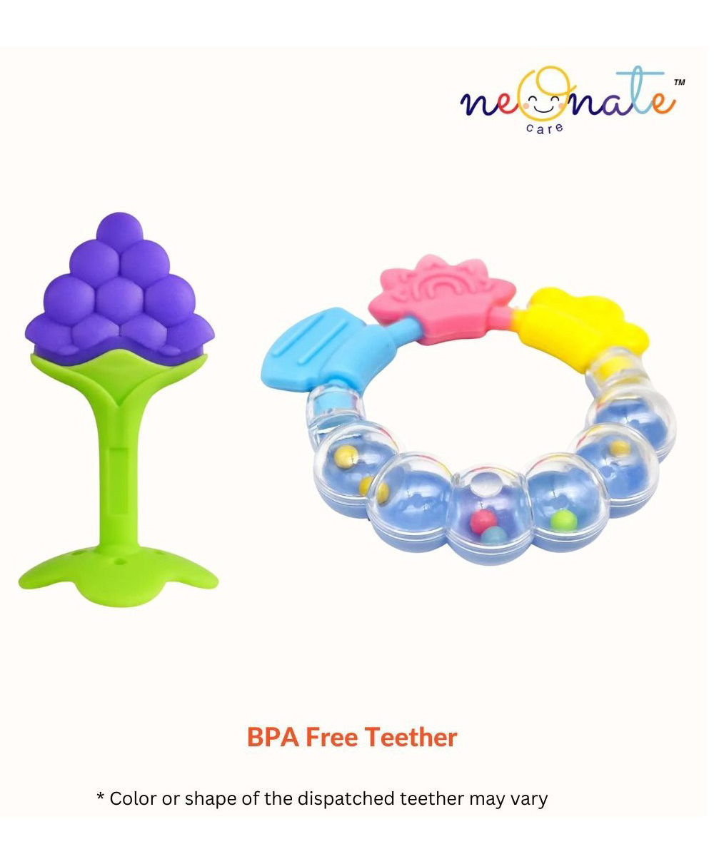 NeonateCare Baby Teether Set of 2 Soft Silicone Fruit Shape and Ring Teether- Multicolor ( color and design may vary)-picture-14