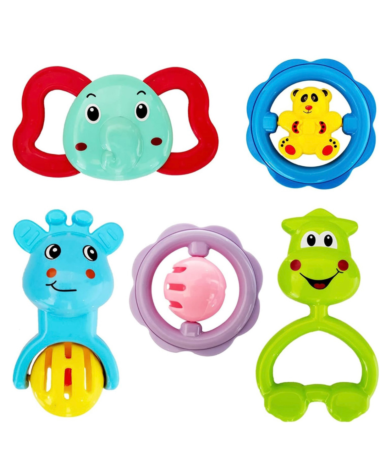 ARCADE TOYS Colourful Attractive Rattles and Teether Set for Kids(Pack of 5) - Colour & Design may vary-picture-16