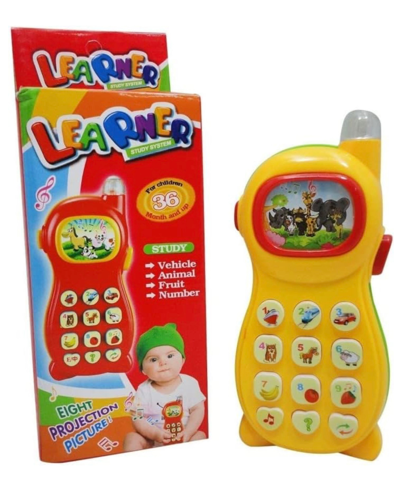 ARCADE TOYS Musical Phone with Flashlight & Music Toy for Kids - Yellow-picture-1