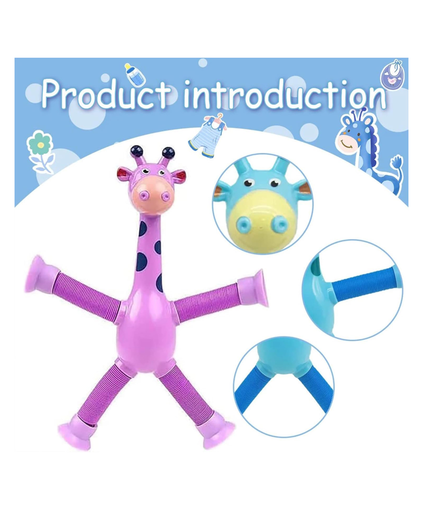 ARCADE TOYS Telescopic Suction Cup Giraffe Stretchy  Toy With Light for Kids - Colour may vary-picture-38