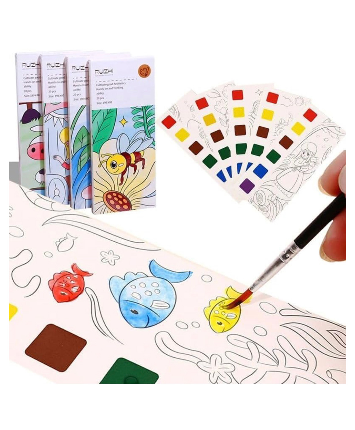 ARCADE TOYS Pocket Watercolor Painting Book with Brush for Kids - Colour may vary-picture-25