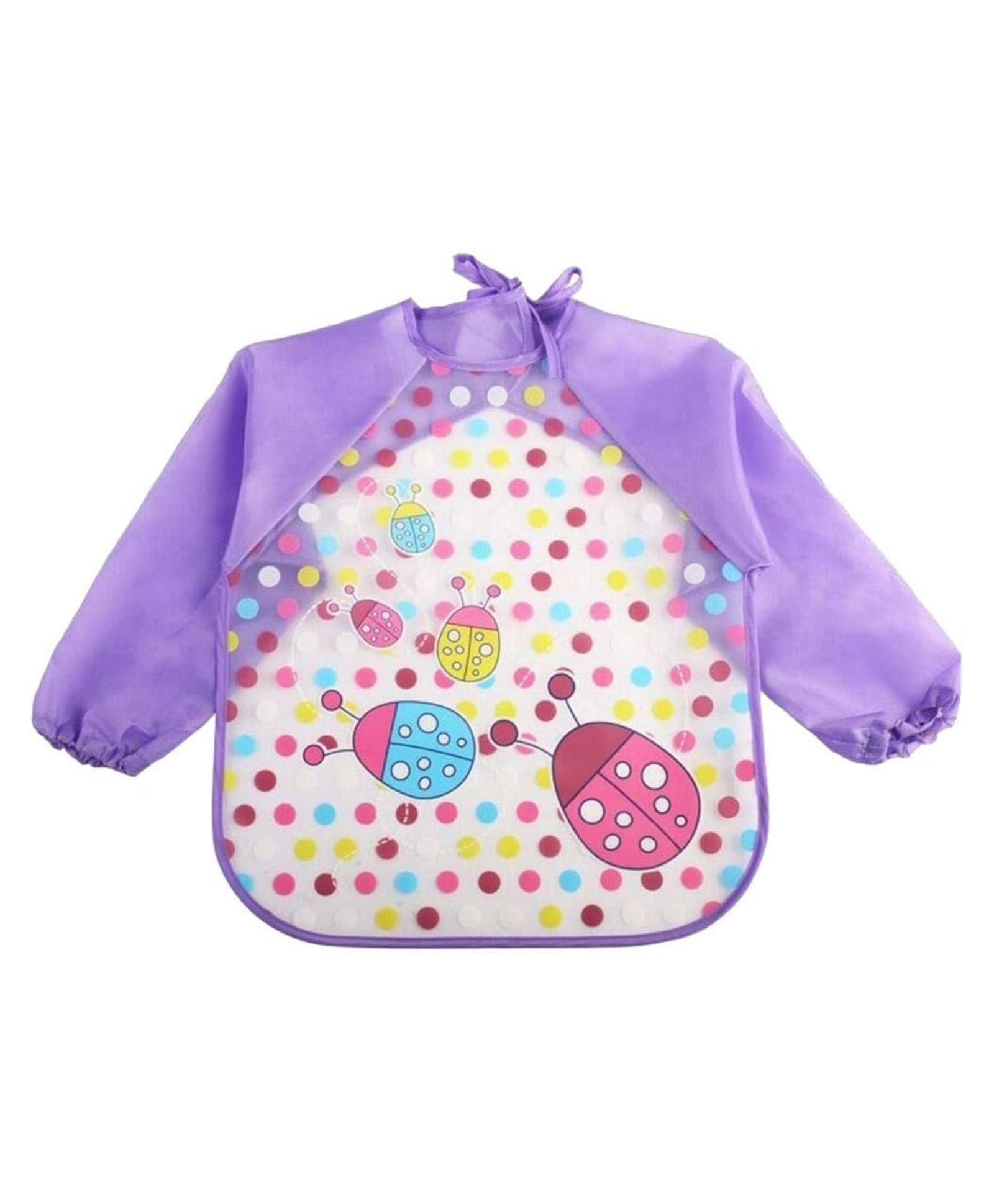 MOMISY Waterproof Smock Painting Apron for Kids Full Sleeve Feeding Bib for Babies Cartoon Animal Art for Infants Toddler Boys Girls (Purple Insect)-image-23