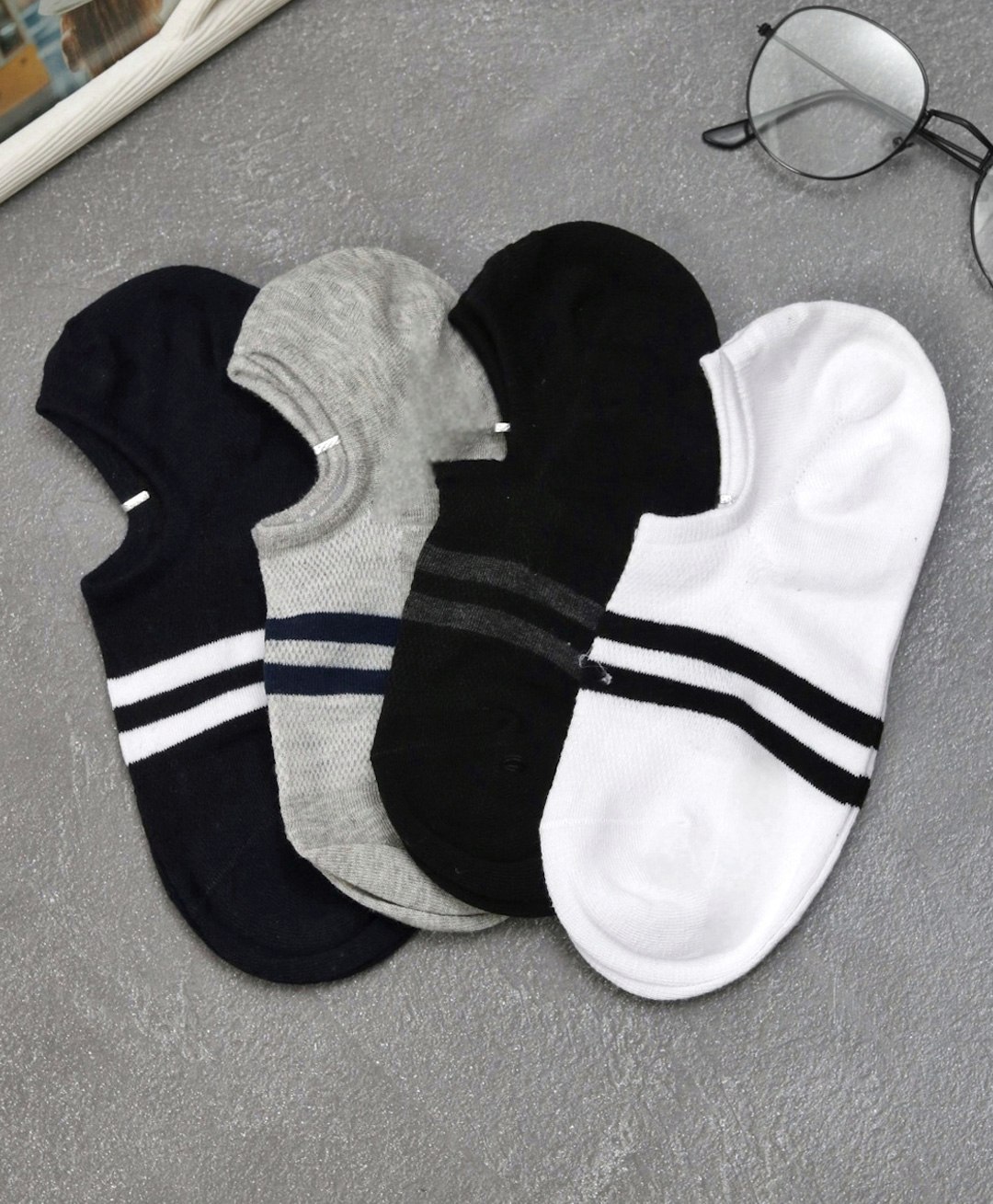 Yellow Bee Pack Of 4 Striped Loafer Socks  - Multi Colour-picture-23