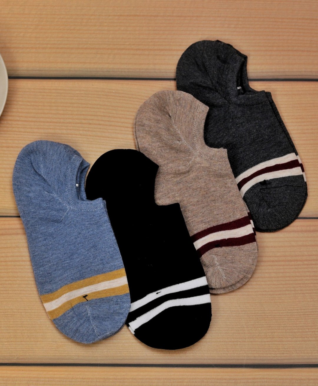 Yellow Bee Pack Of 4 Striped Loafer Socks - Multi Colour-image-38
