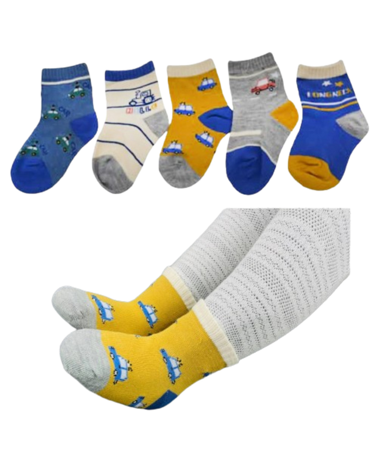 MOMISY Pack of 5 Printed & Striped Socks-image-29