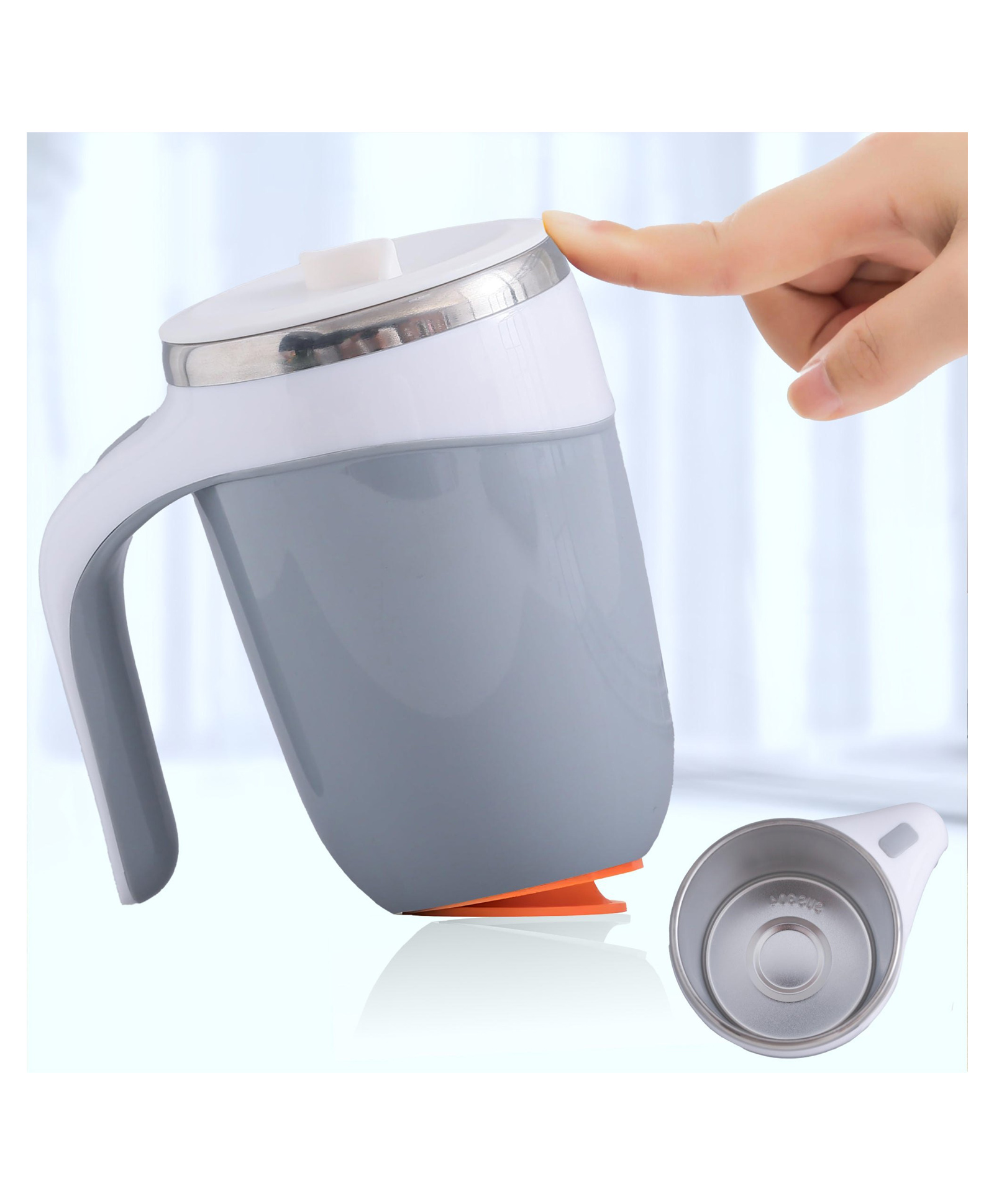 UMAI Anti-Fall Coffee Travel Mug with Suction Bottom | 500ml | Stainless Steel | Leakproof | Coffee Mug with Lid and Handle | Perfect for Travel, Home and Office (Grey)-image-48