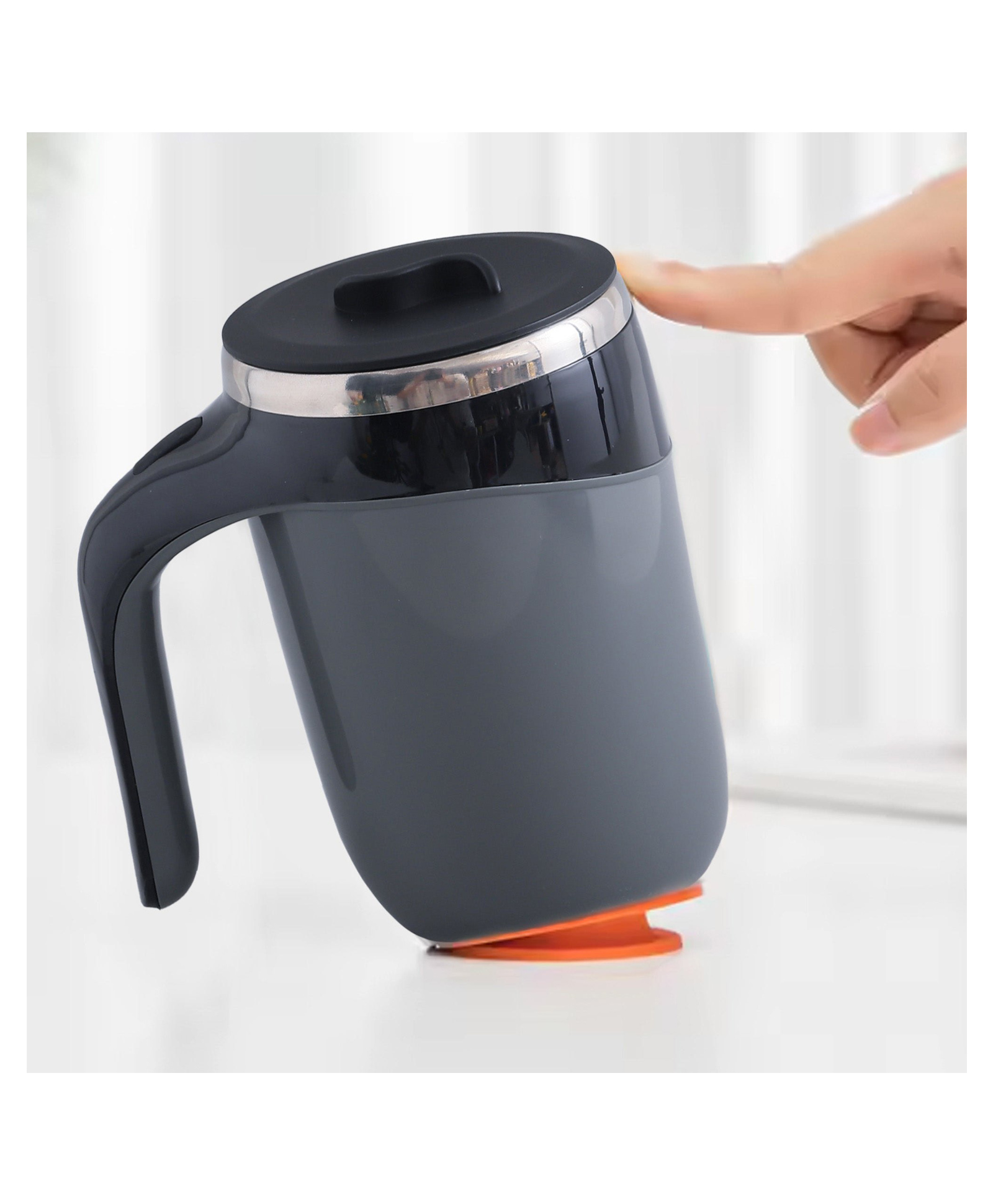 UMAI Anti-Fall Coffee Travel Mug with Suction Bottom | 500ml | Stainless Steel | Leakproof | Coffee Mug with Lid and Handle | Perfect for Travel, Home and Office (Black)-picture-1