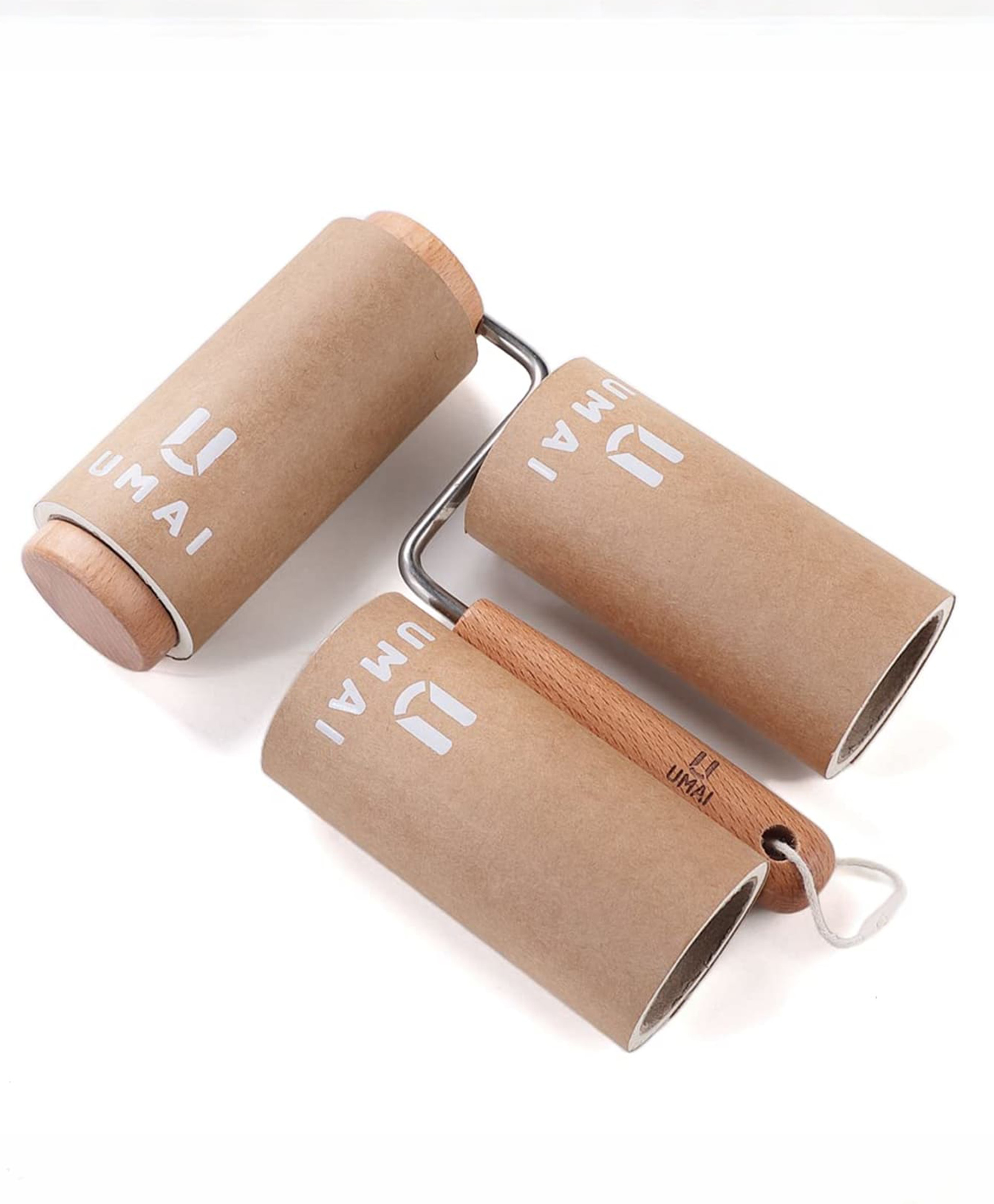 Umai Lint Remover for Clothes (1 Wooden Roller + 2 Replacement Rolls - Total 180 Sheet) | Lint Roller for Clothes, Pet Hair Sweaters, Blankets | 14 cm Width Sheet | Lint Remover | Reusable Lint Roller-image-2