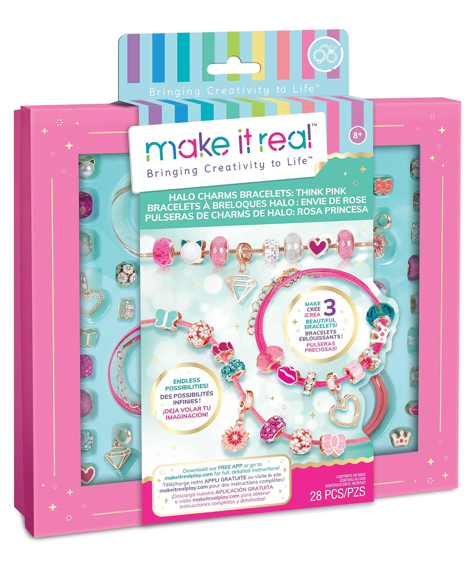 Make It Real Halo Charms Think Pink DIY Kit 28 Pieces- Pink-picture-25
