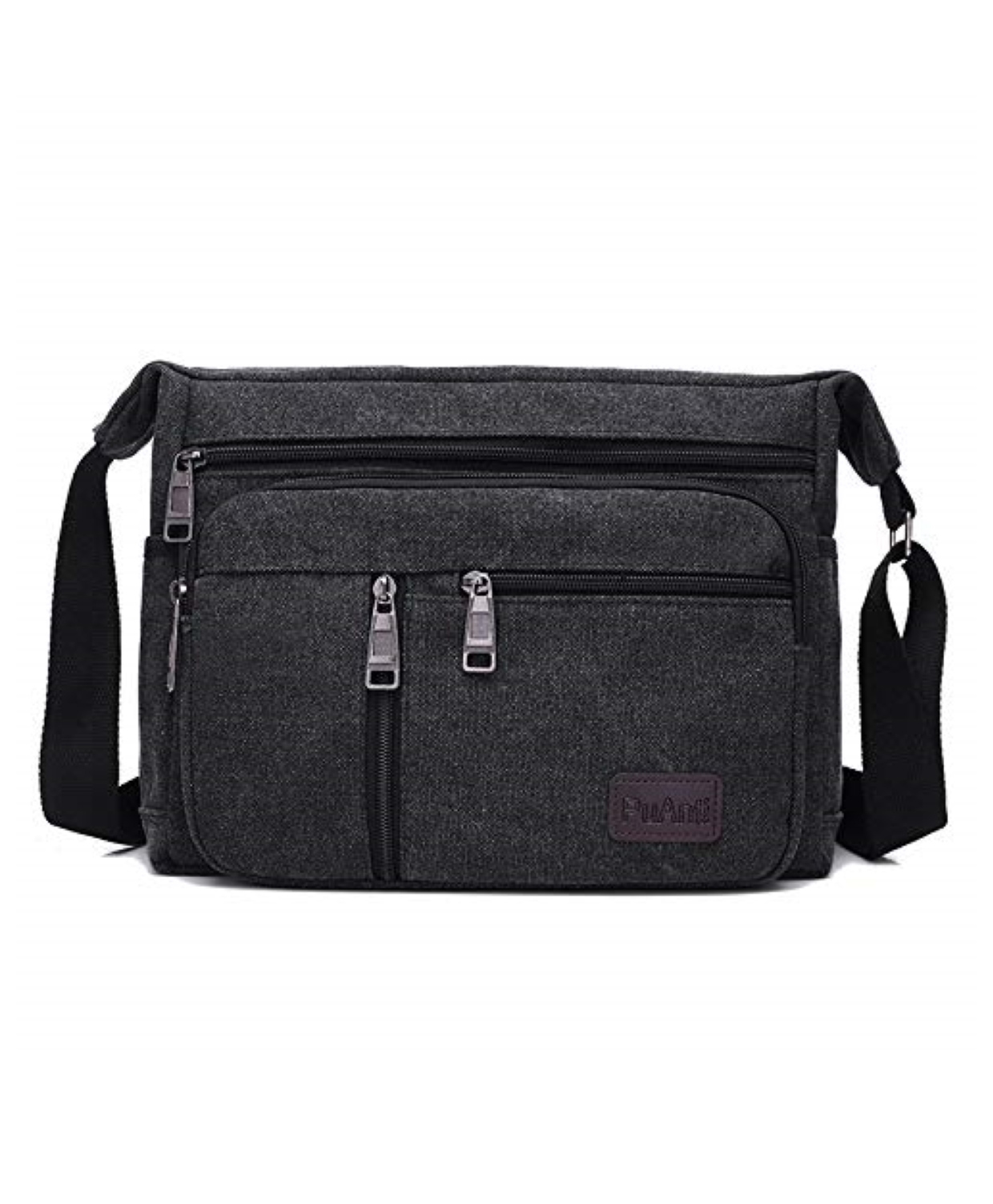 MOMISY Canvas Sling Cross Body Bag Travel Side Bag Messenger Bag  Multi Pocket Shoulder Bag Money Bag for Boys & Girls (Black)-image-13
