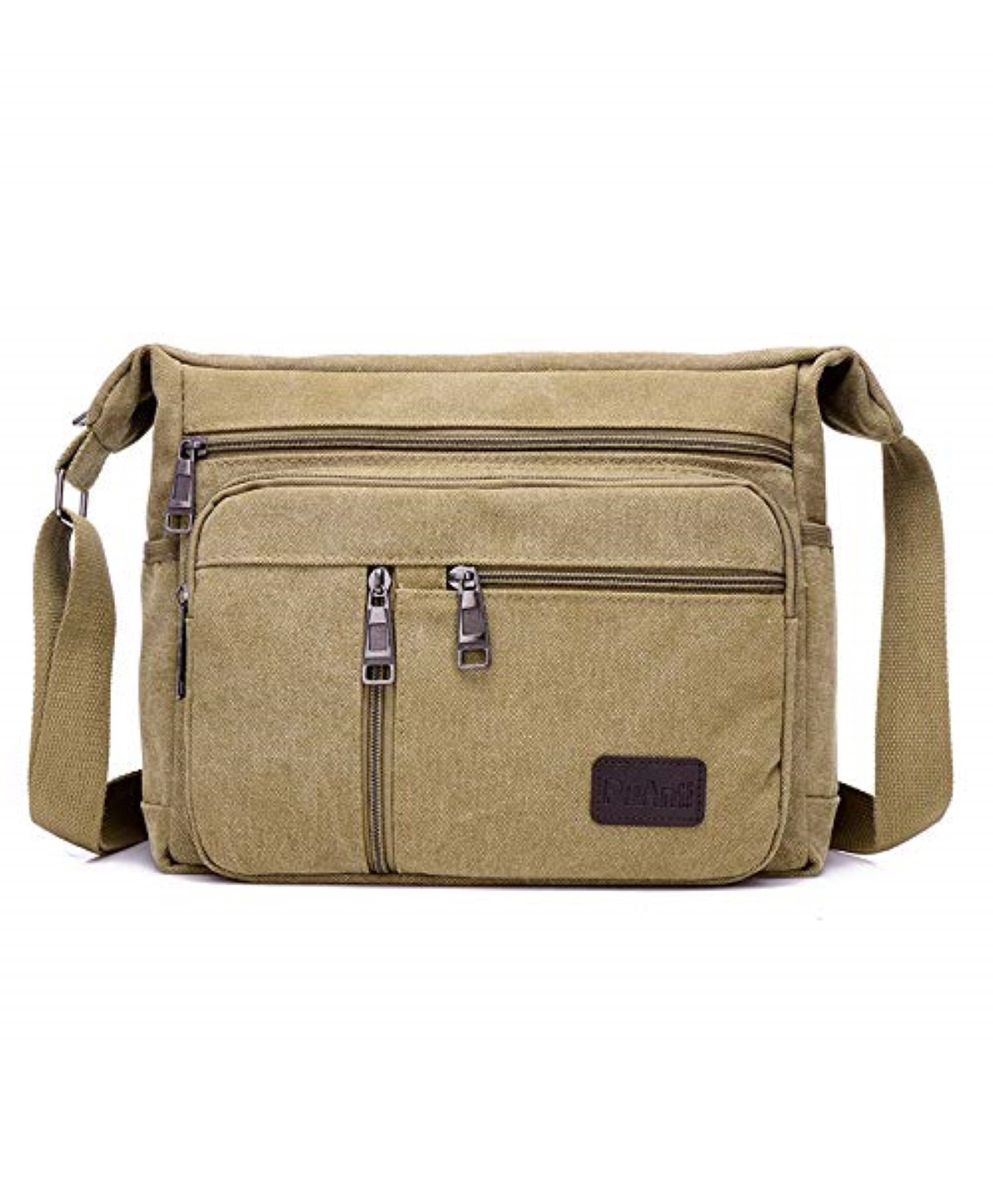 MOMISY Canvas Sling Cross Body Bag Travel Side Bag Messenger Bag Bag Multi Pocket Shoulder Bag Money Bag for Boys & Girls (Khaki)-image-43