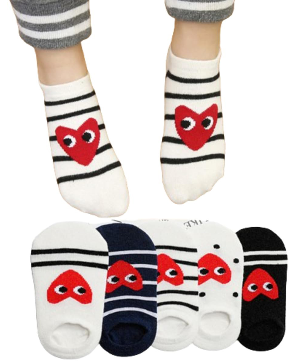 MOMISY 5 Pairs Baby Kids Girl Boys Tube Socks Toddlers Comfortable Ankle Length gifts (StripedHeart, 3 to 5 year)-picture-11