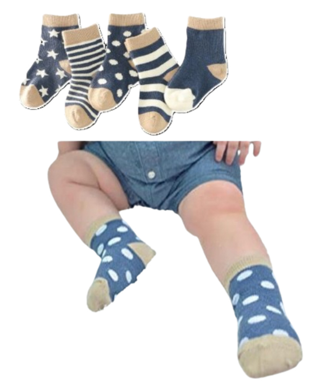MOMISY 5 Pairs Baby Girl Boys Tube Socks Toddlers Infant Solid Color Boat Spring and Autumn Socks Stretch Baby Socks (Navy, 6 Year to 8 Year)-image-3